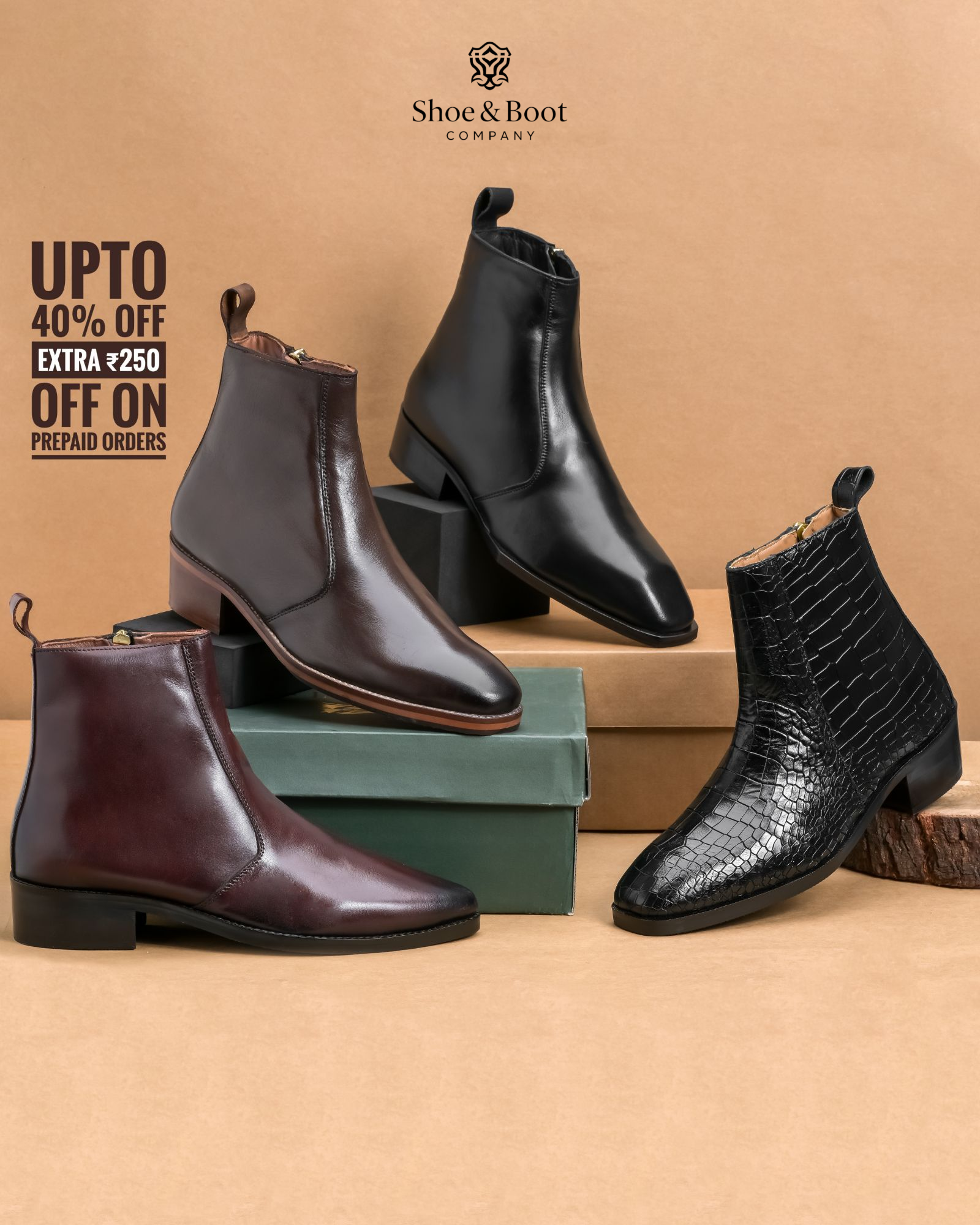 T-Shape Wooden Sole Cuban Chelsea - Brown