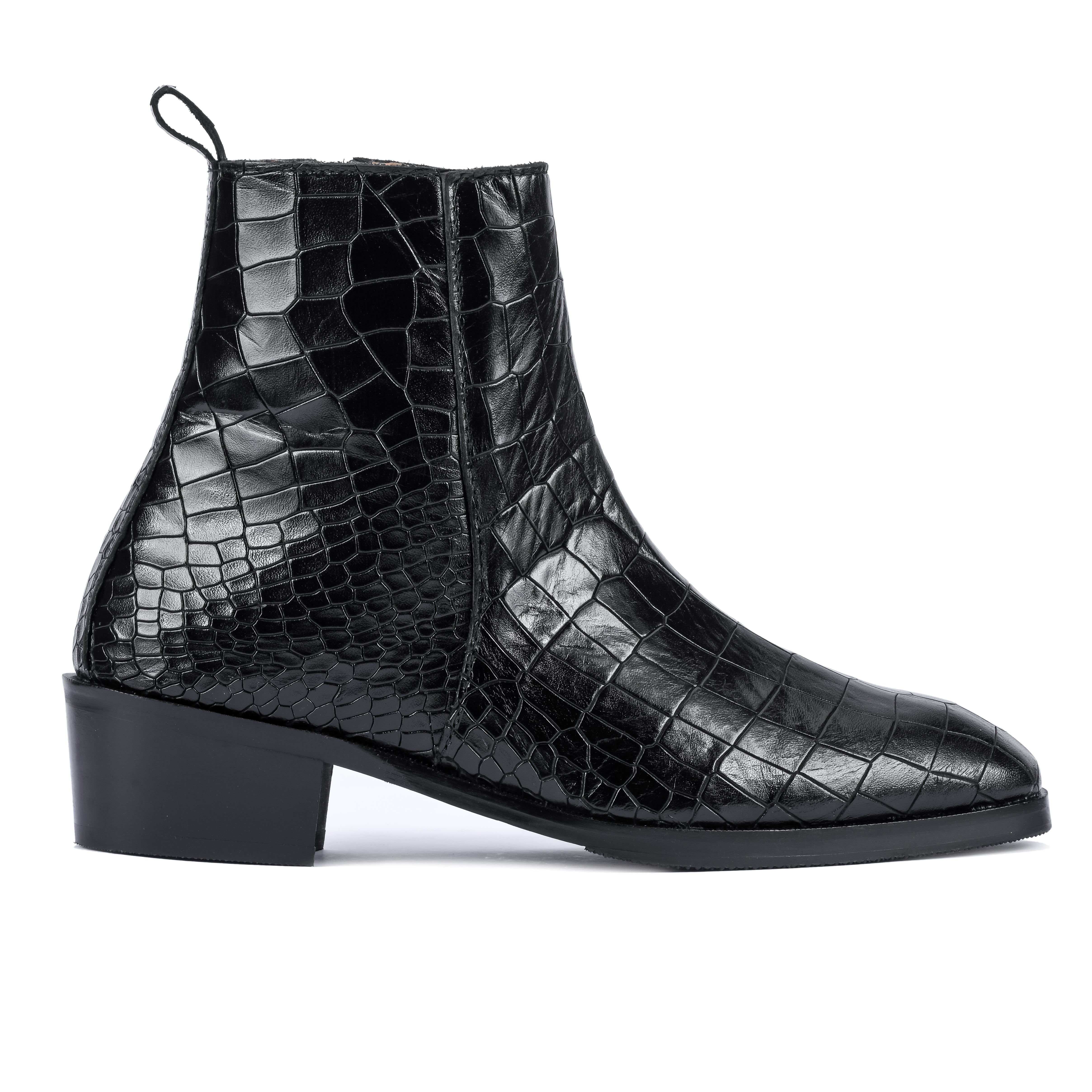 Croco Chelsea with Gold Chain - Black