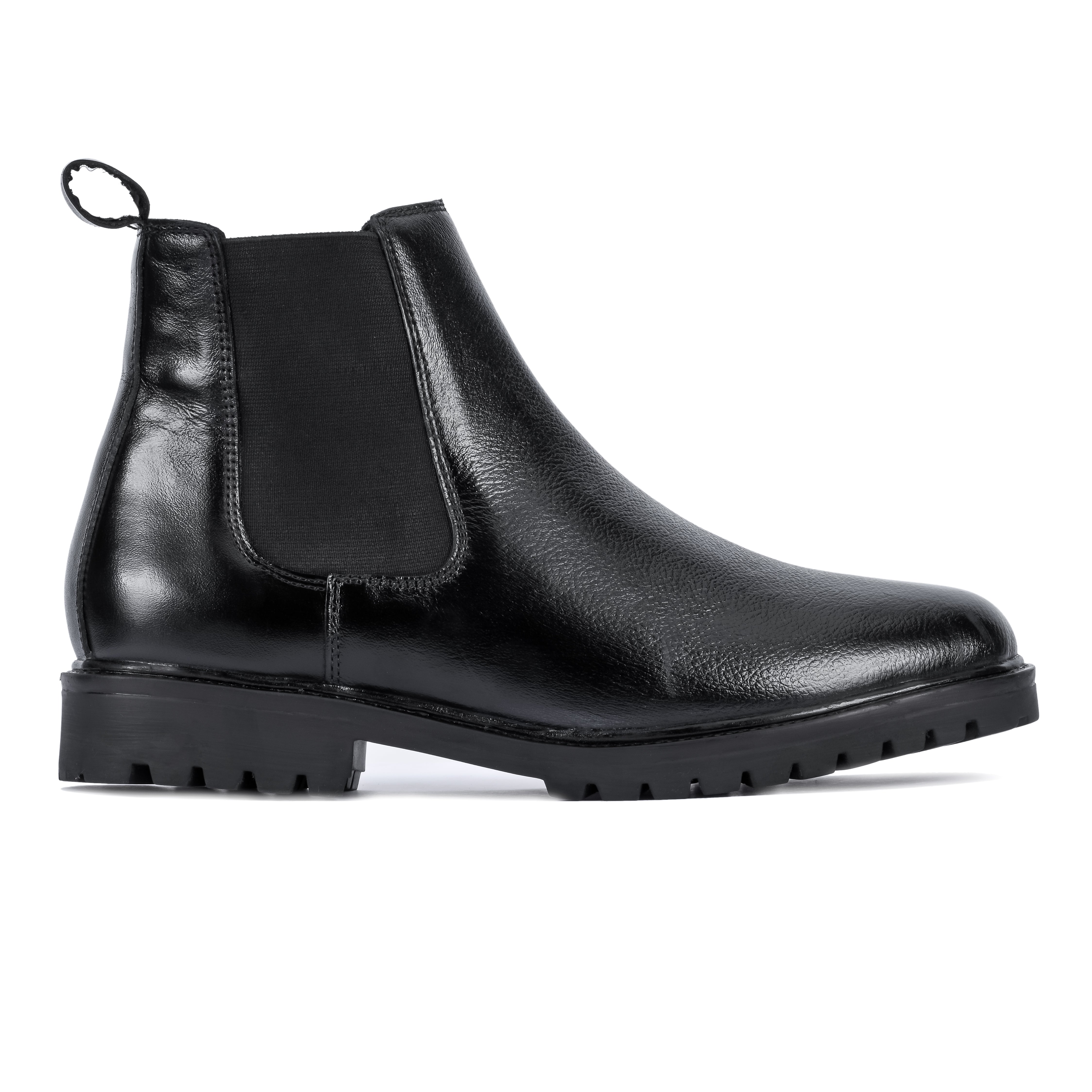 Round Milled Leather Chelsea - Black