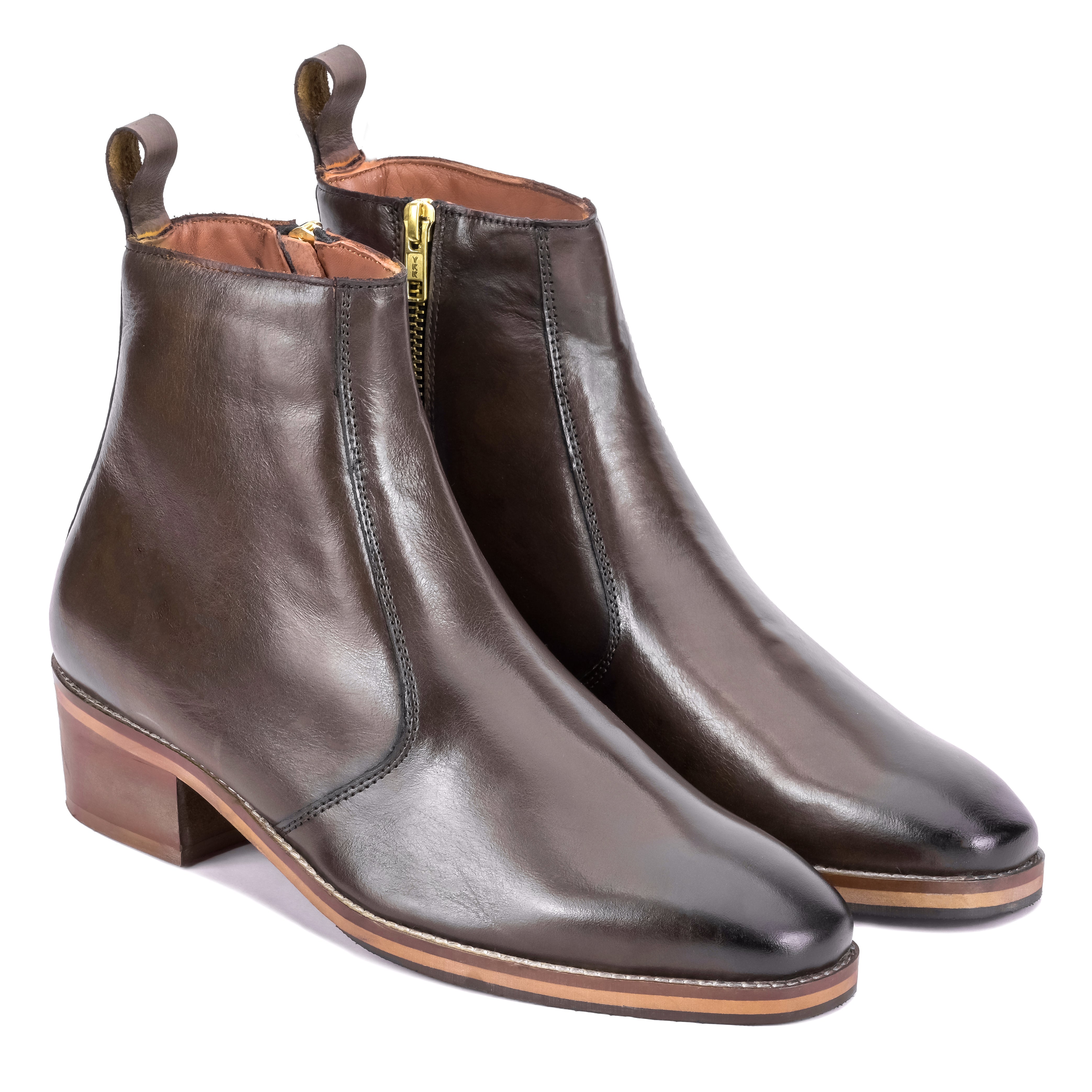 T-Shape Wooden Sole Cuban Chelsea - Brown