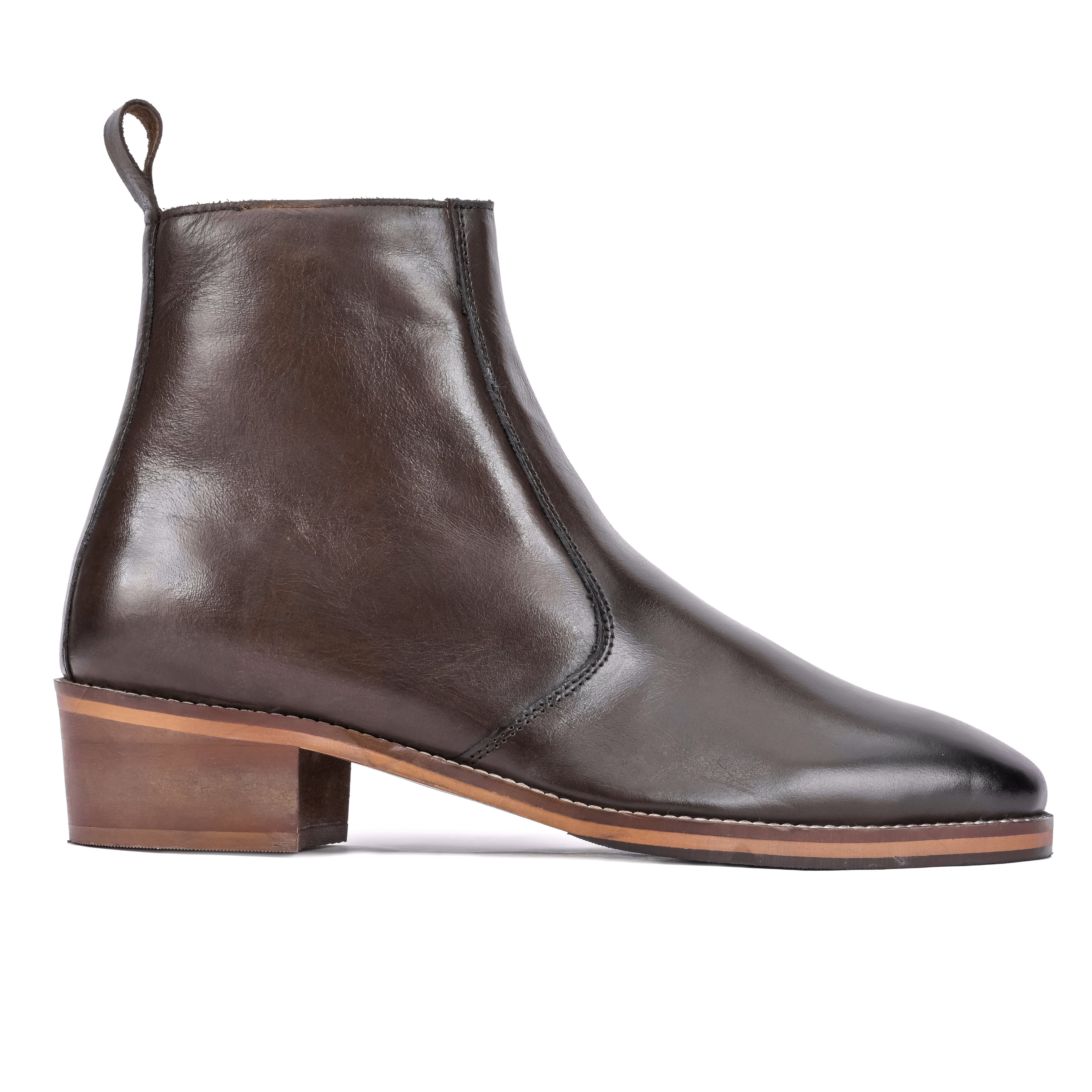 T-Shape Wooden Sole Cuban Chelsea - Brown