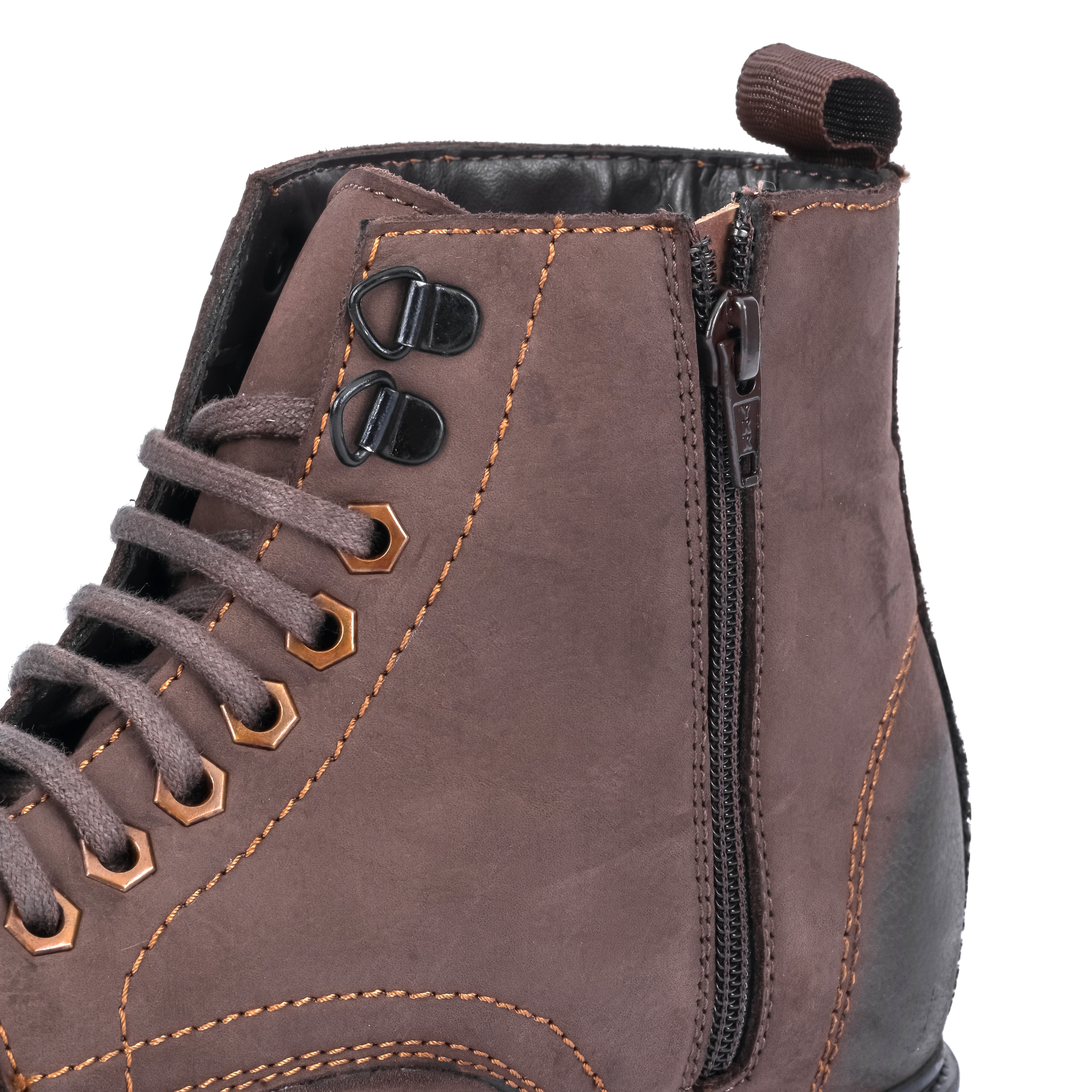 Nubuck Leather Moc-Toe Boot - Brown