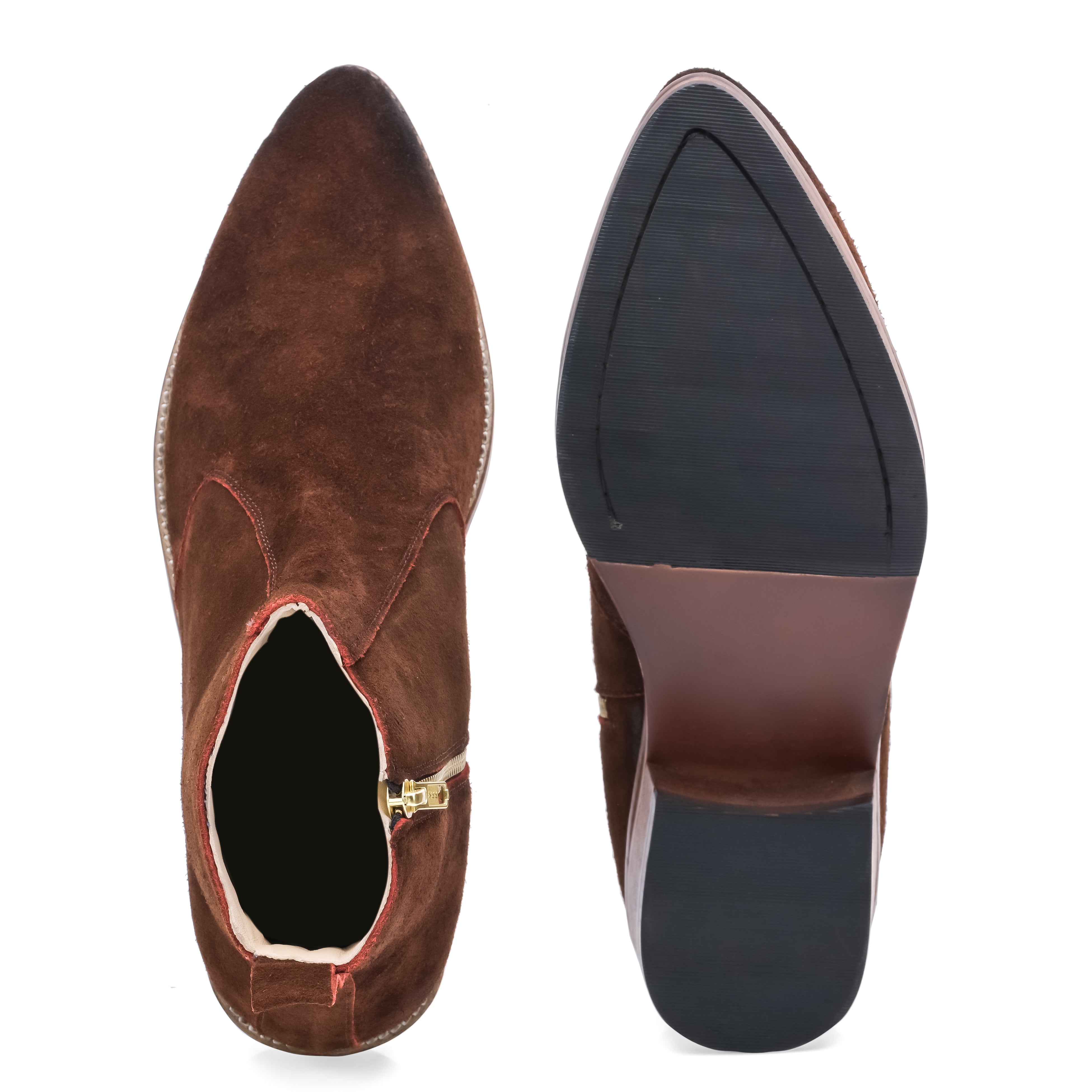 Suede Pointed Chelsea - Brown