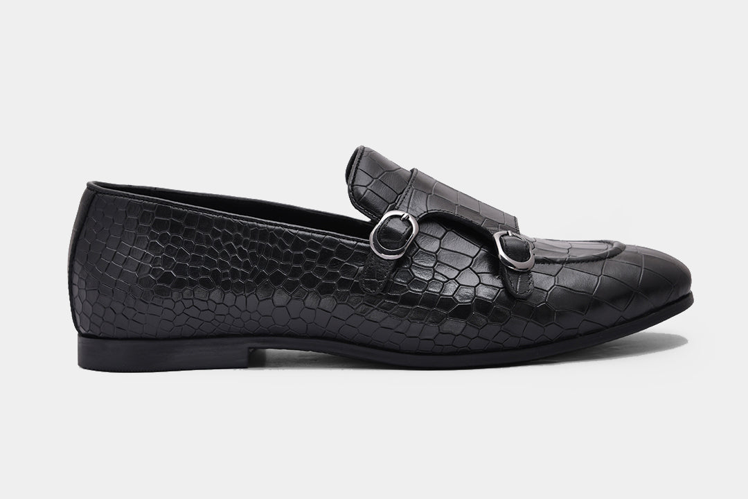 MADRID - BLACK MONK STRAP SHOES