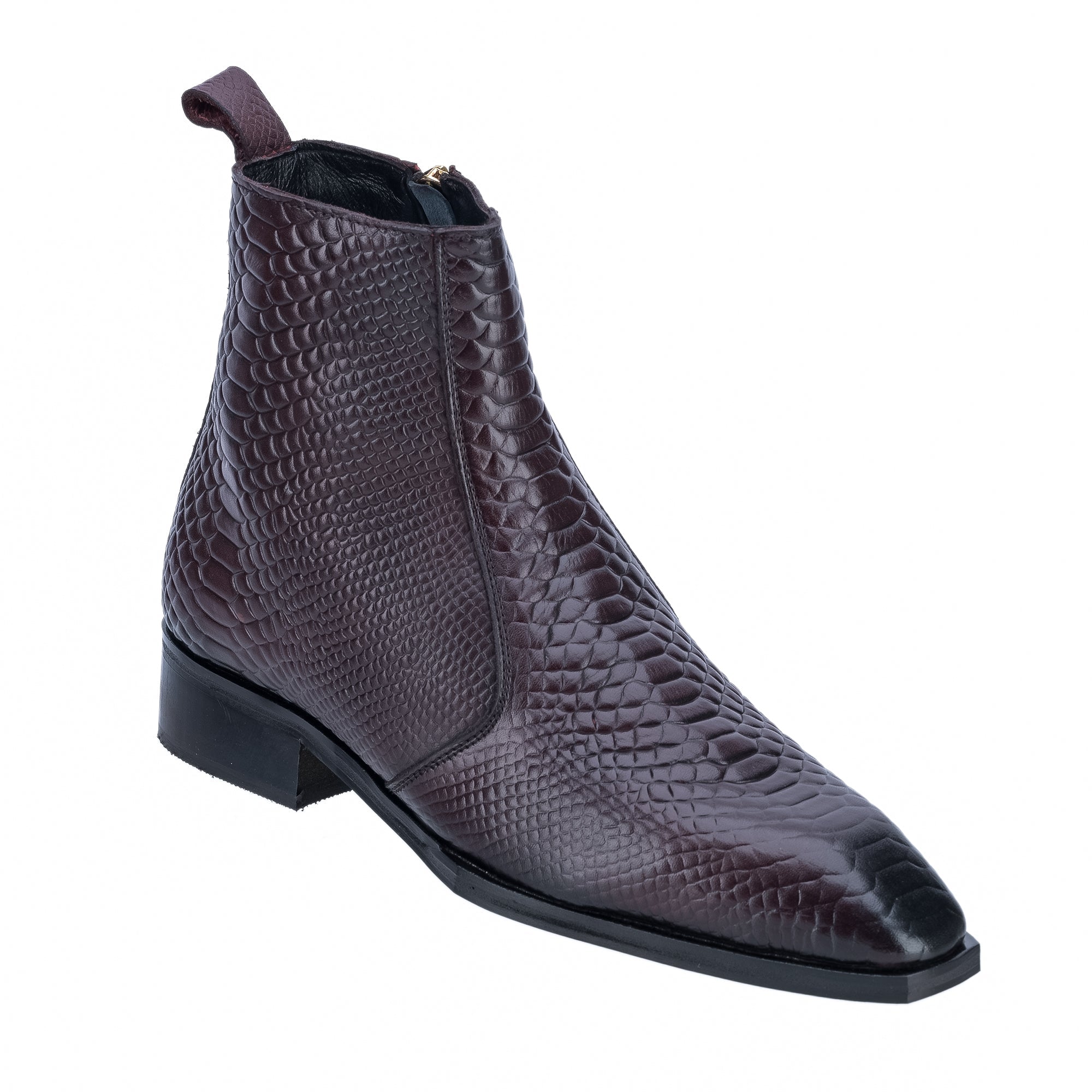 Croco square-Toe Cuban Chelsea - Cherry