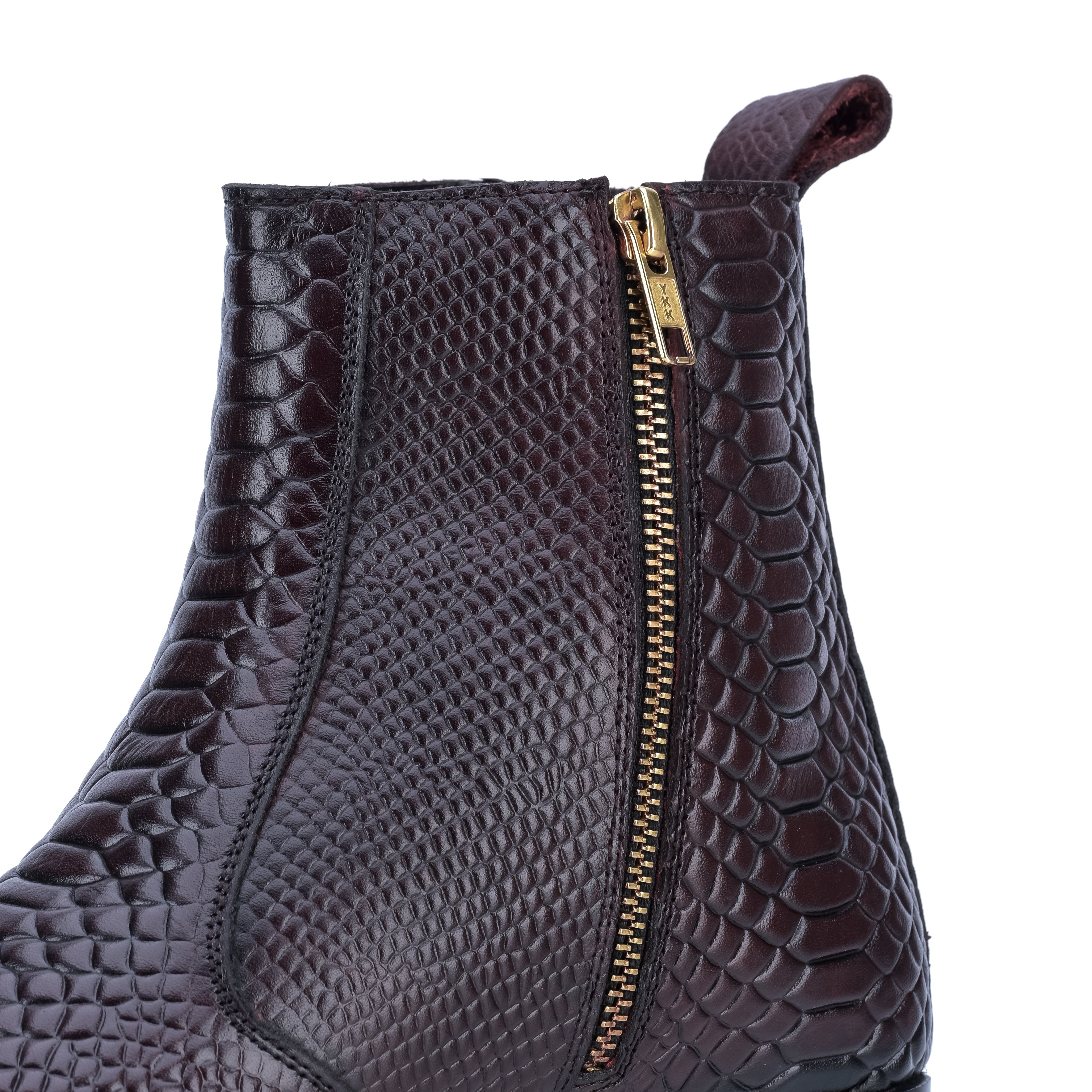 Croco square-Toe Cuban Chelsea - Cherry