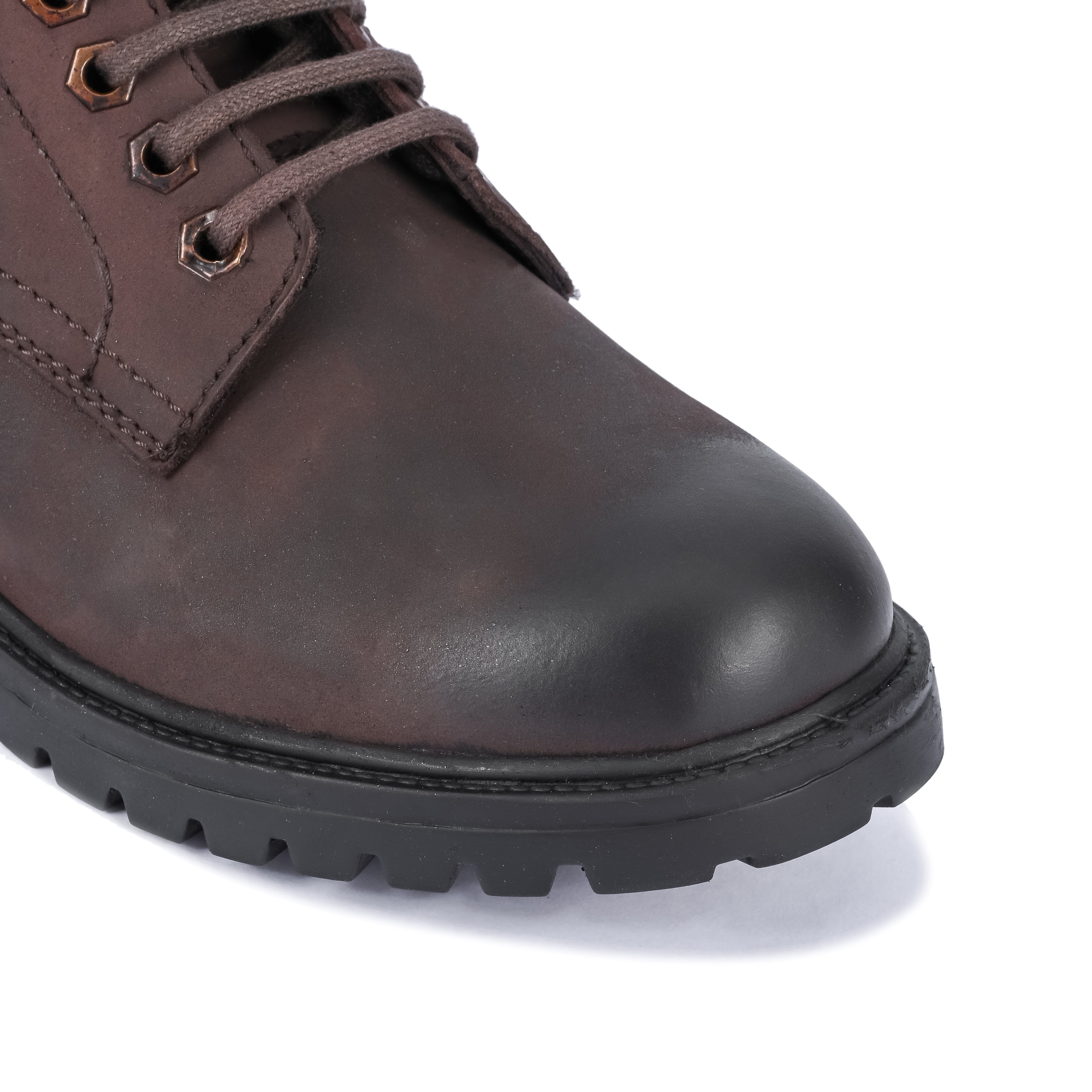 Nubuck Leather Lace-Up Boot - Brown