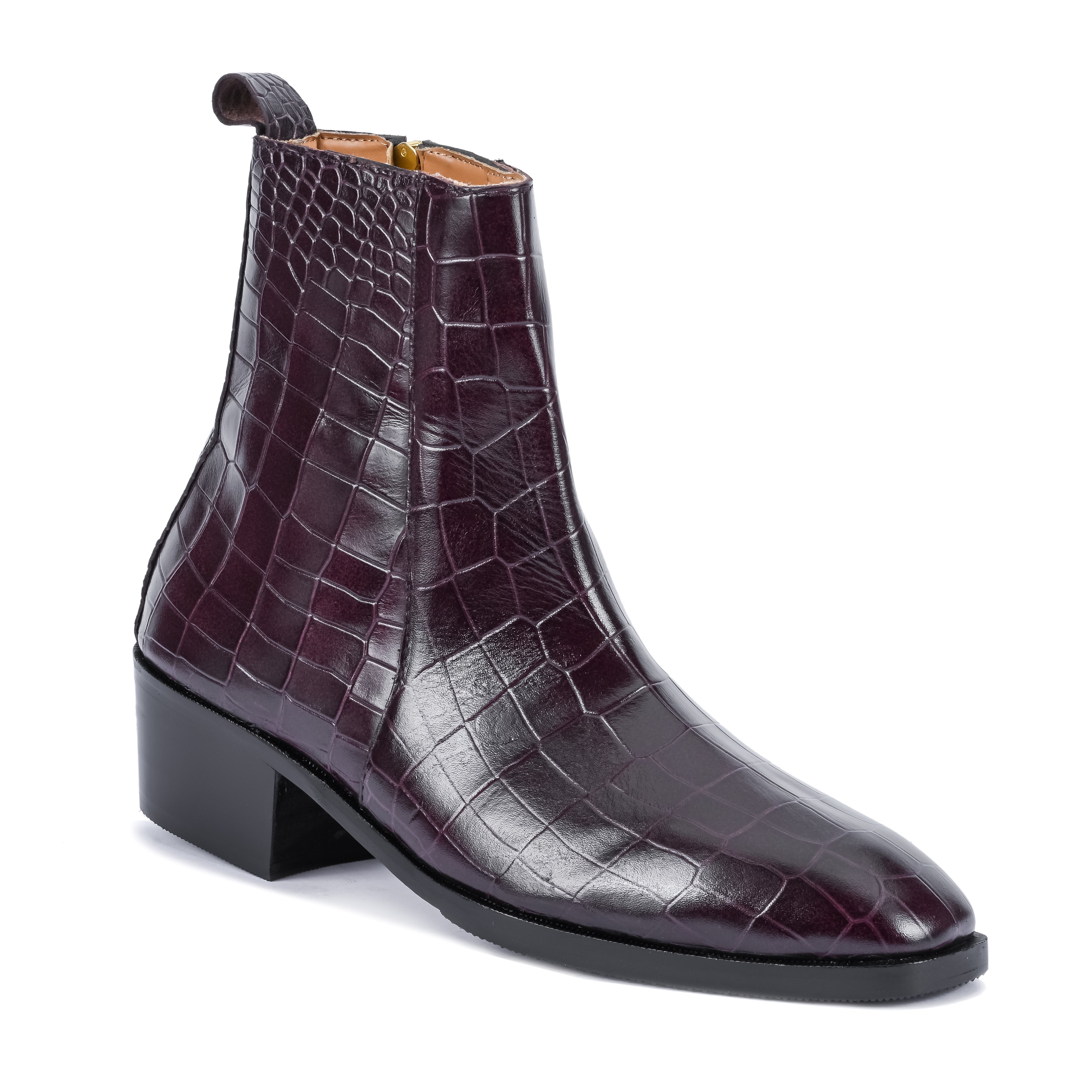 Croco Chelsea with Gold Chain - Cherry