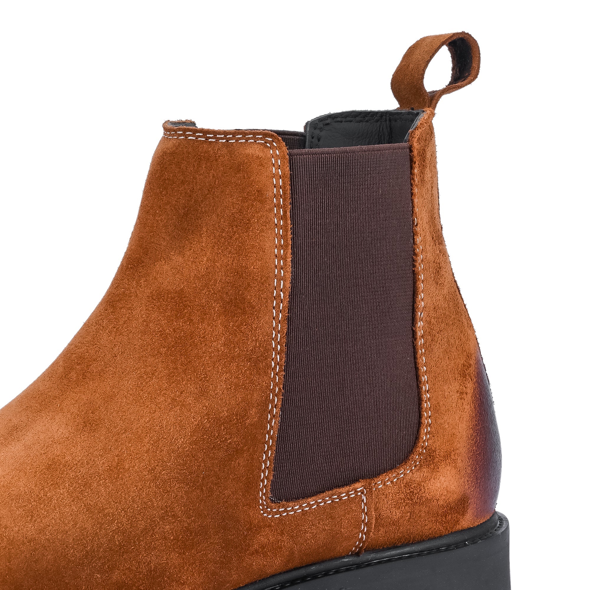 Round Suede Leather Chelsea - Camel