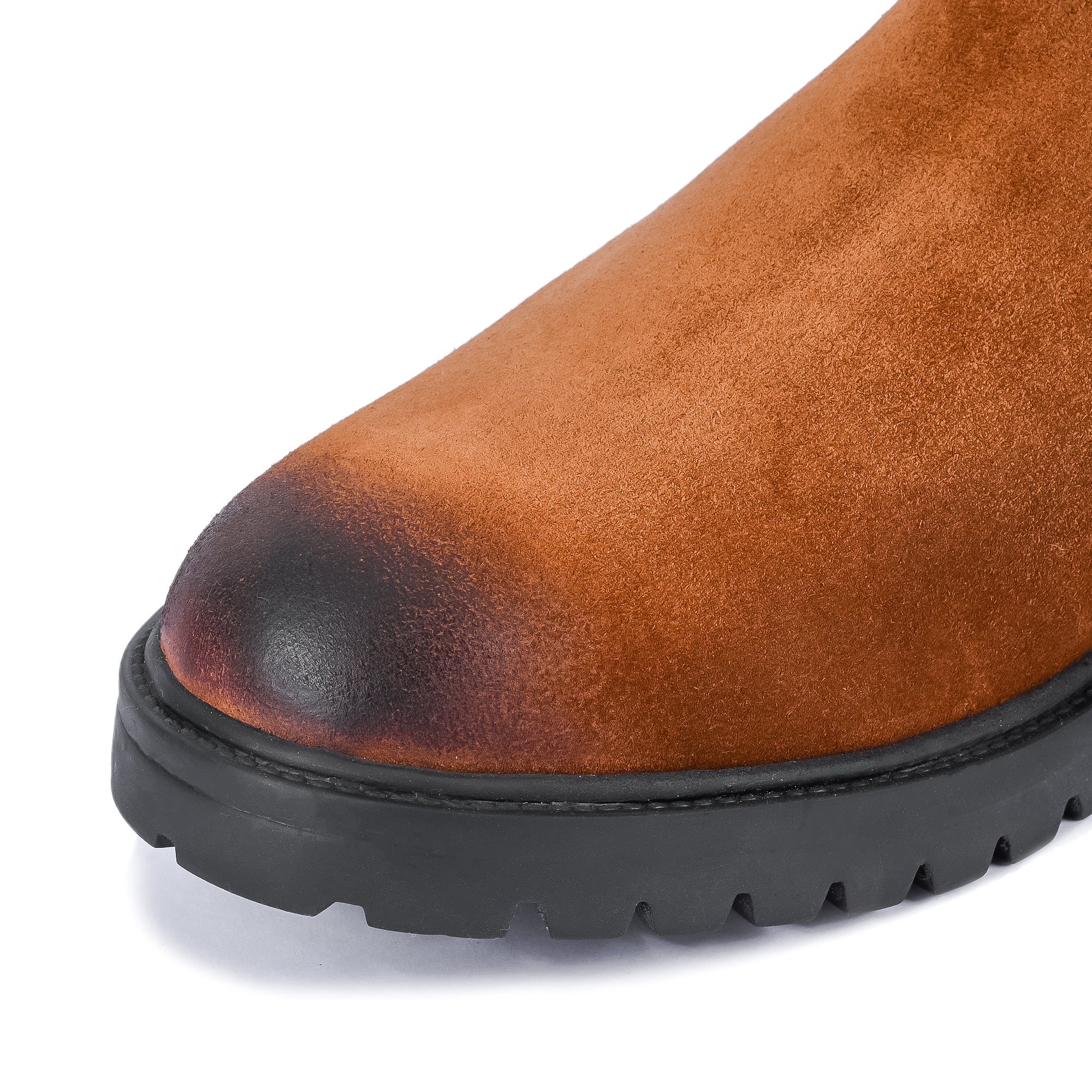 Round Suede Leather Chelsea - Camel