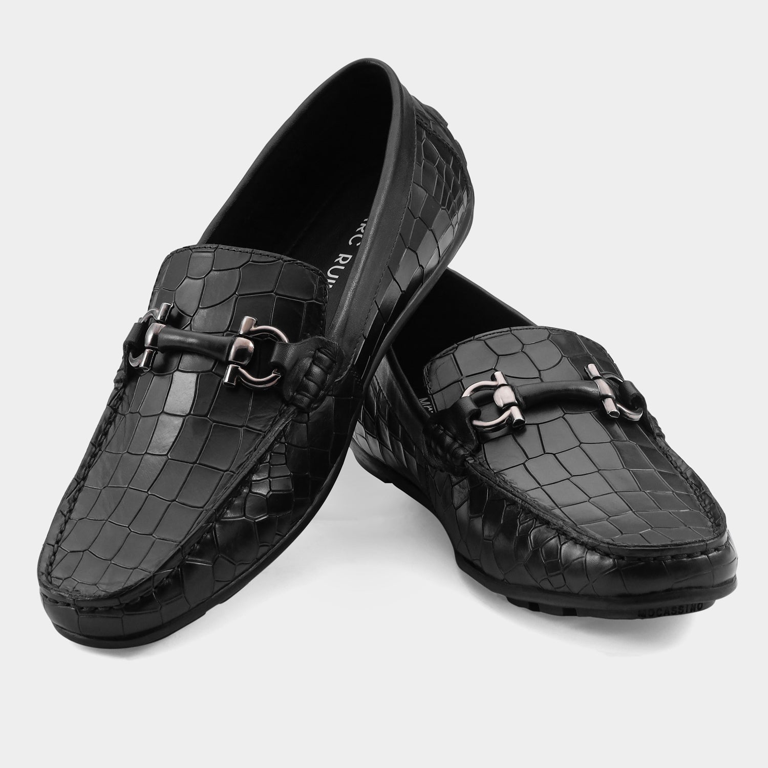 PRAGUE - BLACK FULL CROCO DRIVING LOAFERS