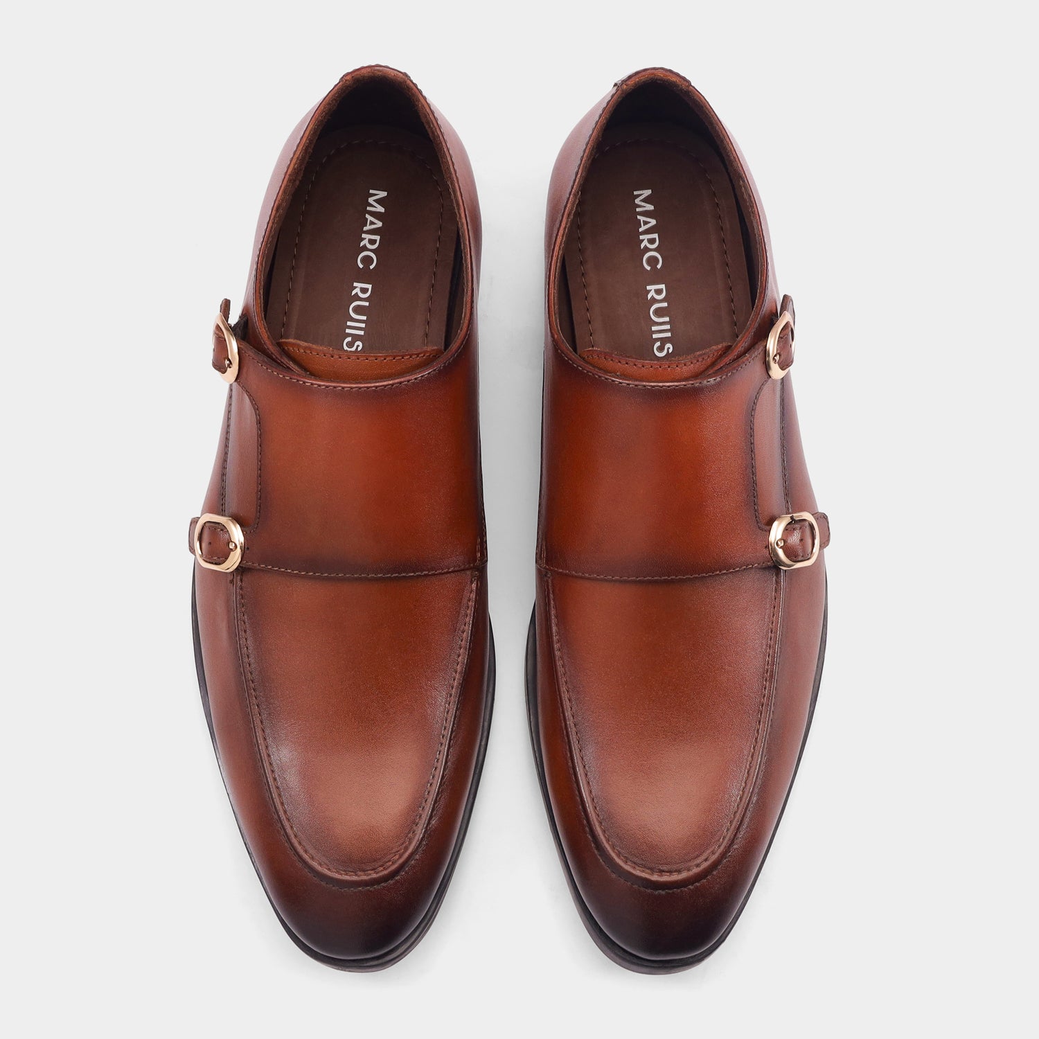 PALERMO - TAN MONK STRAP SHOES