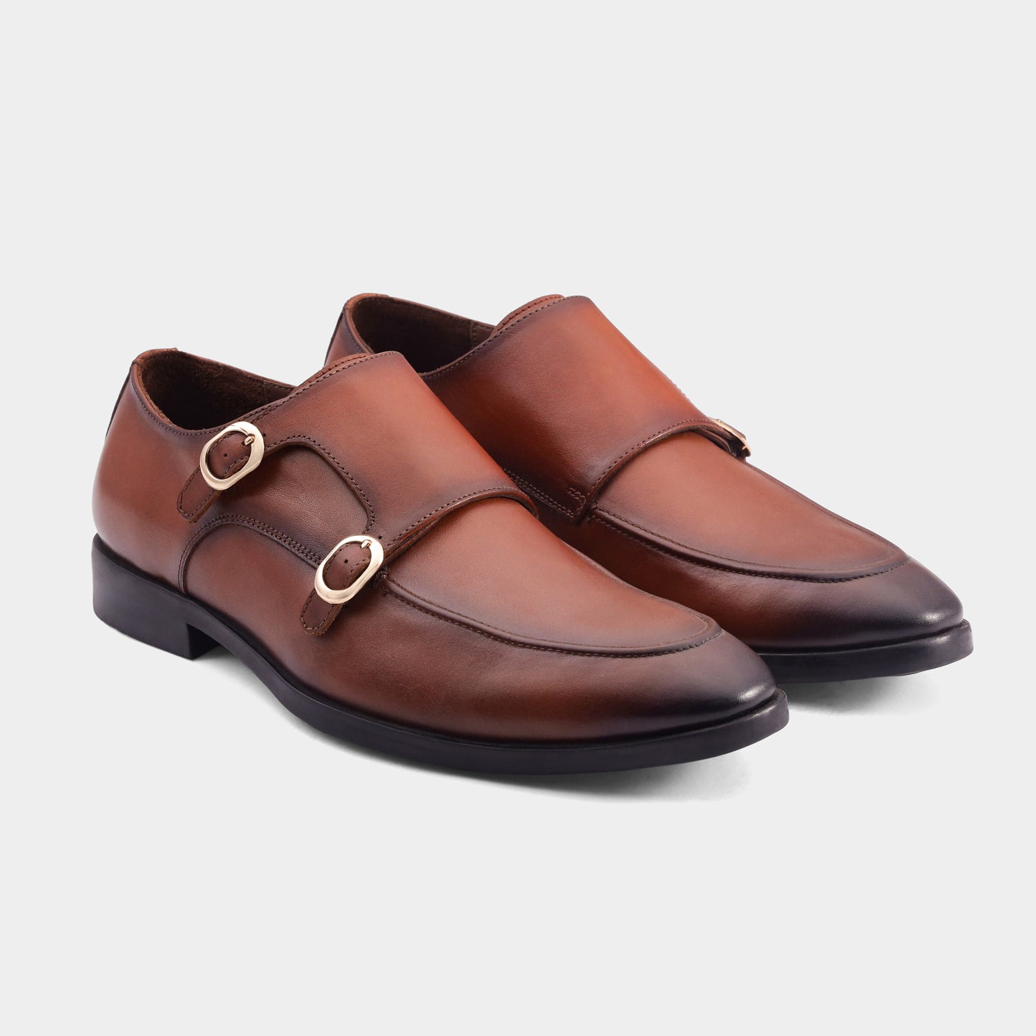 PALERMO - TAN MONK STRAP SHOES