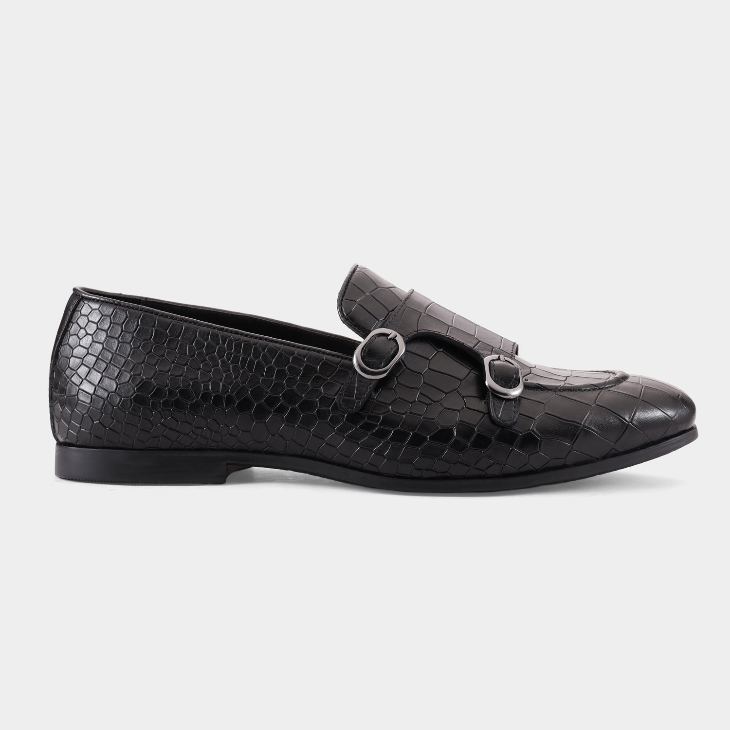 MADRID - BLACK MONK STRAP SHOES
