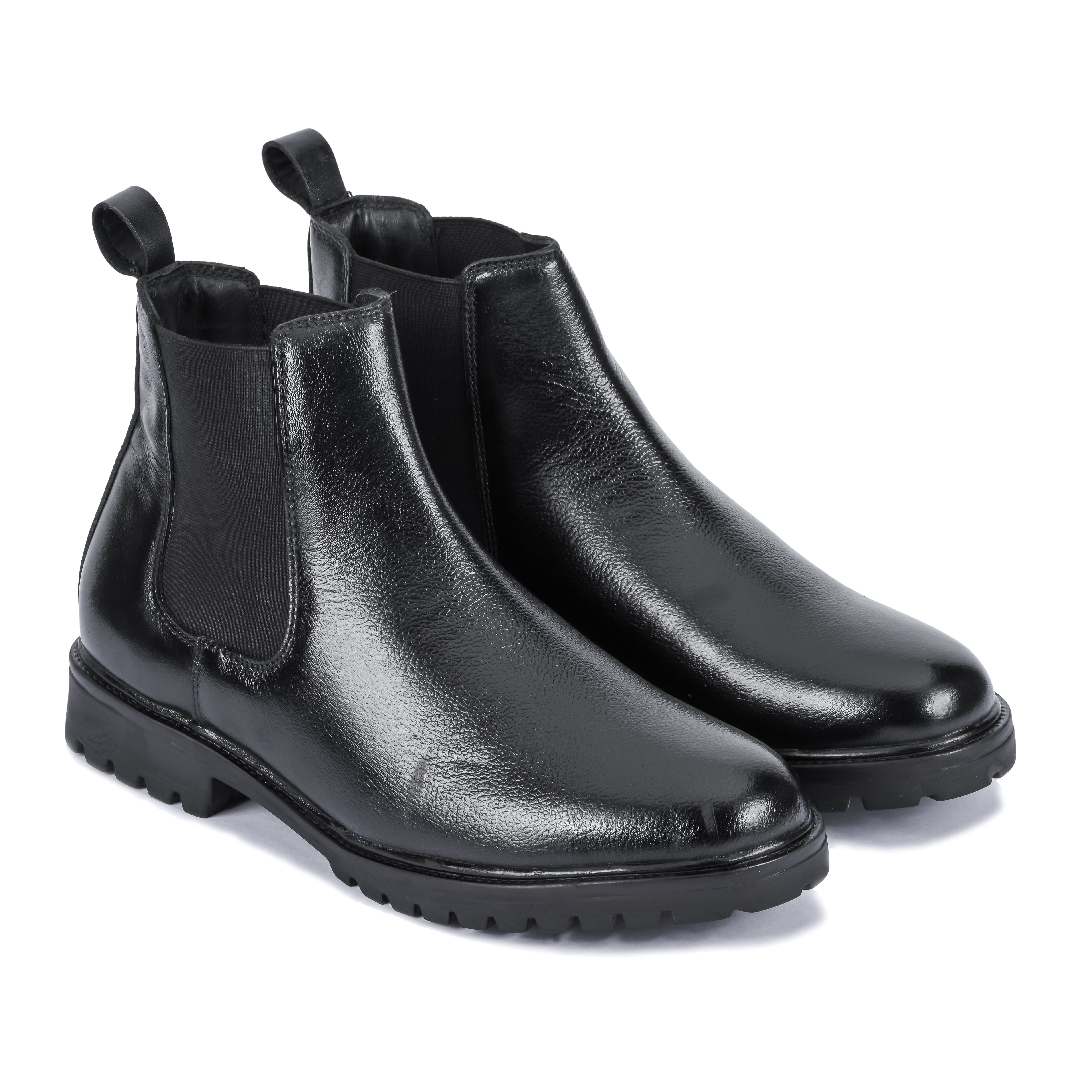 Round Milled Leather Chelsea - Black