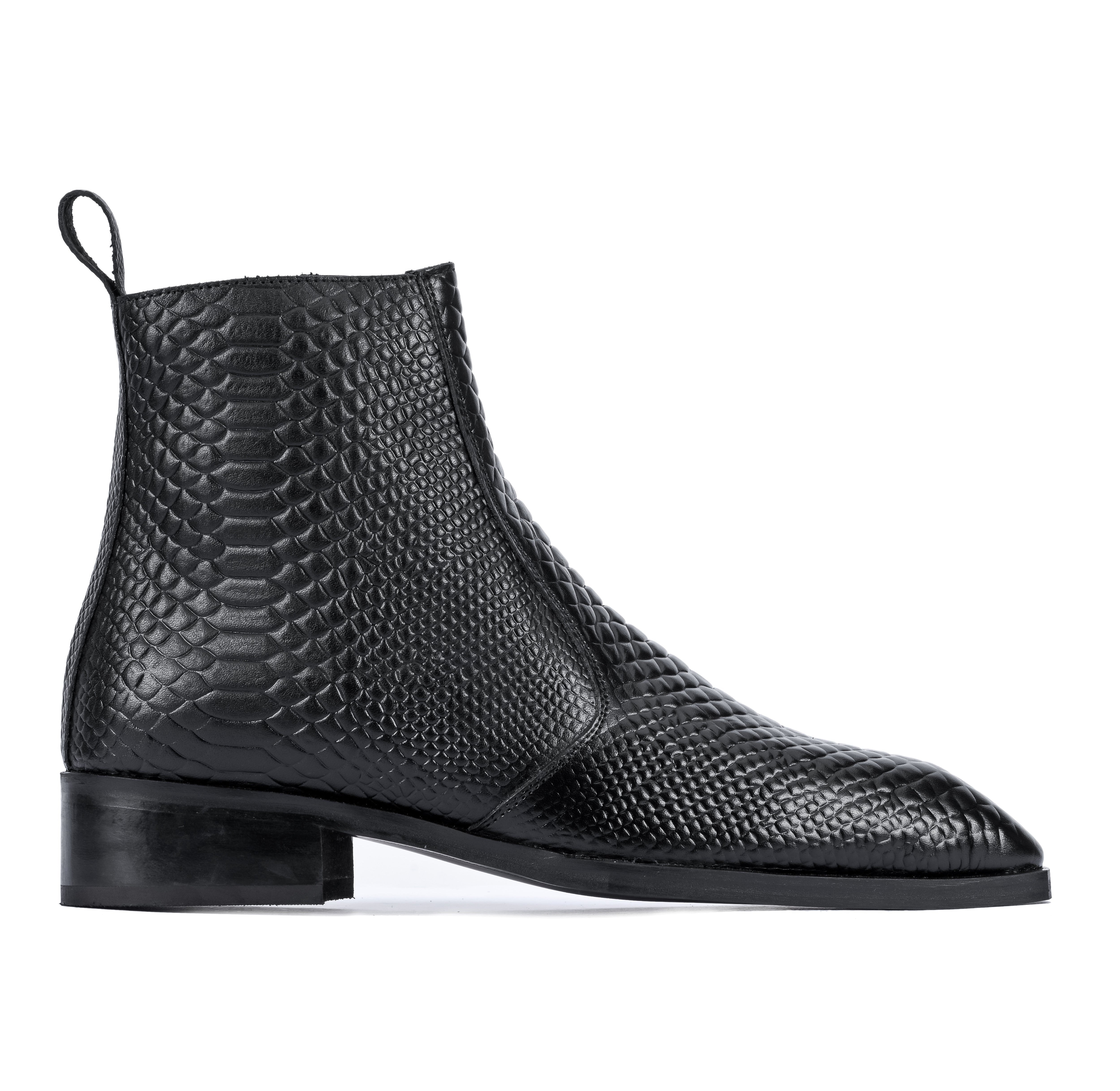 Croco square-Toe Cuban Chelsea - Black