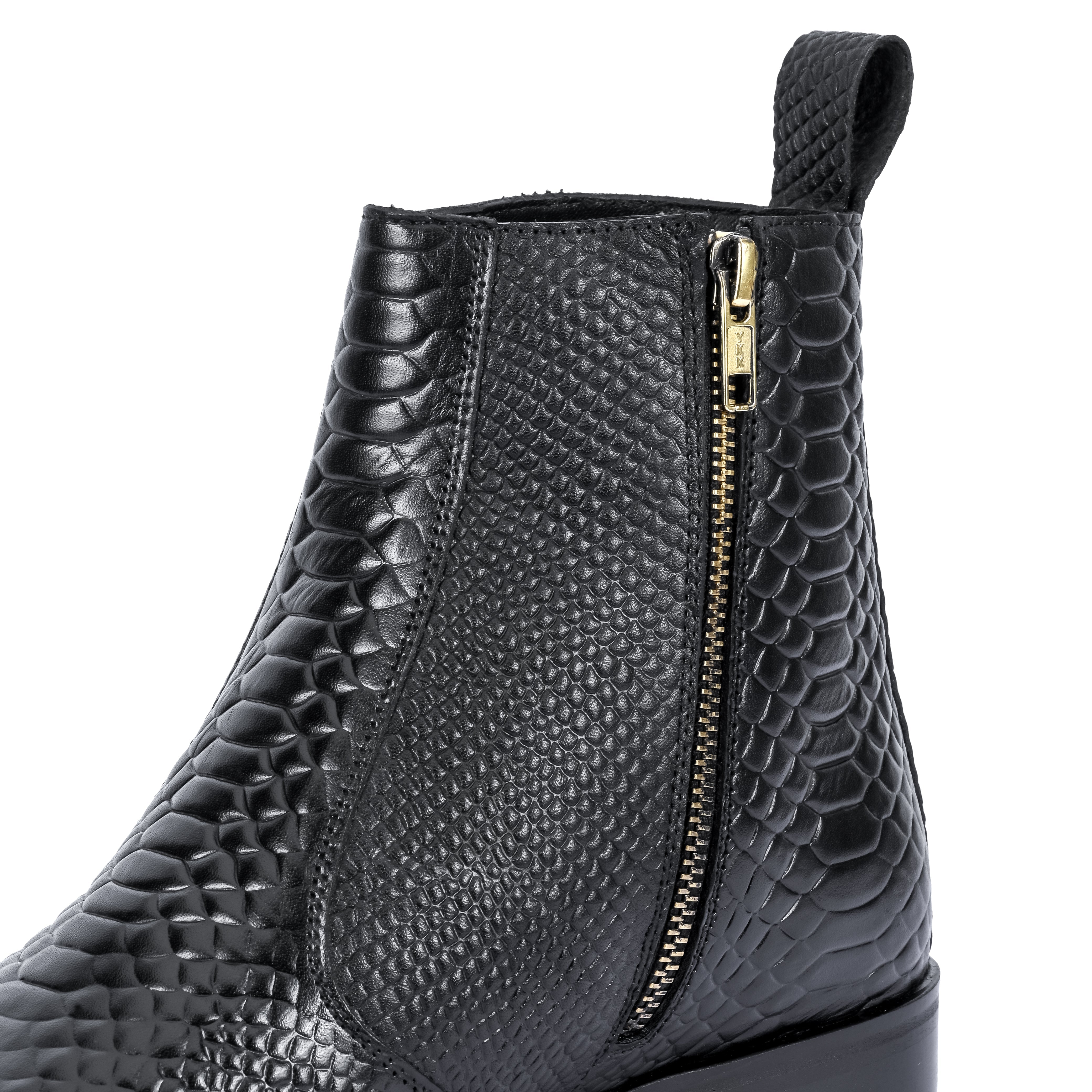 Croco square-Toe Cuban Chelsea - Black