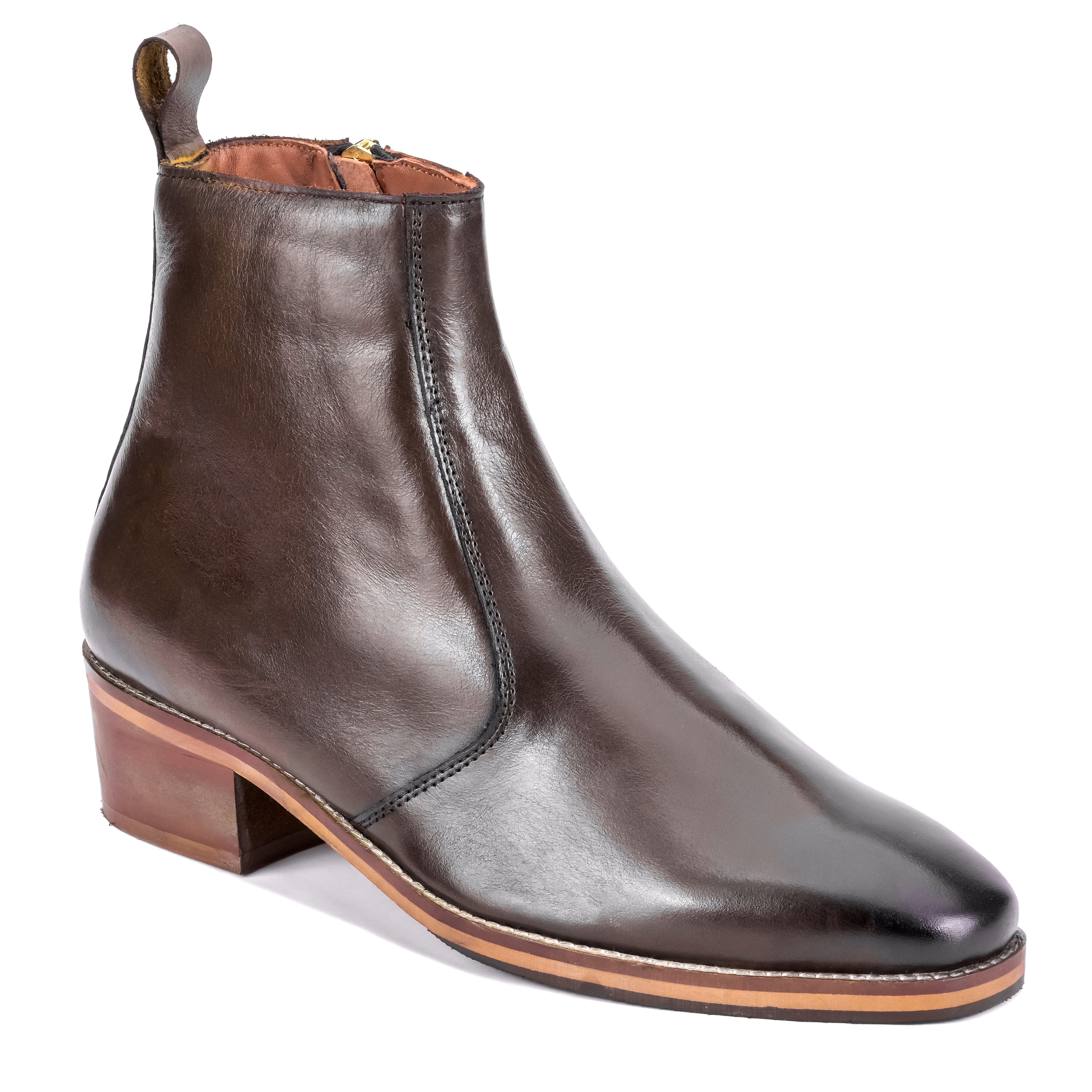 T-Shape Wooden Sole Cuban Chelsea - Brown