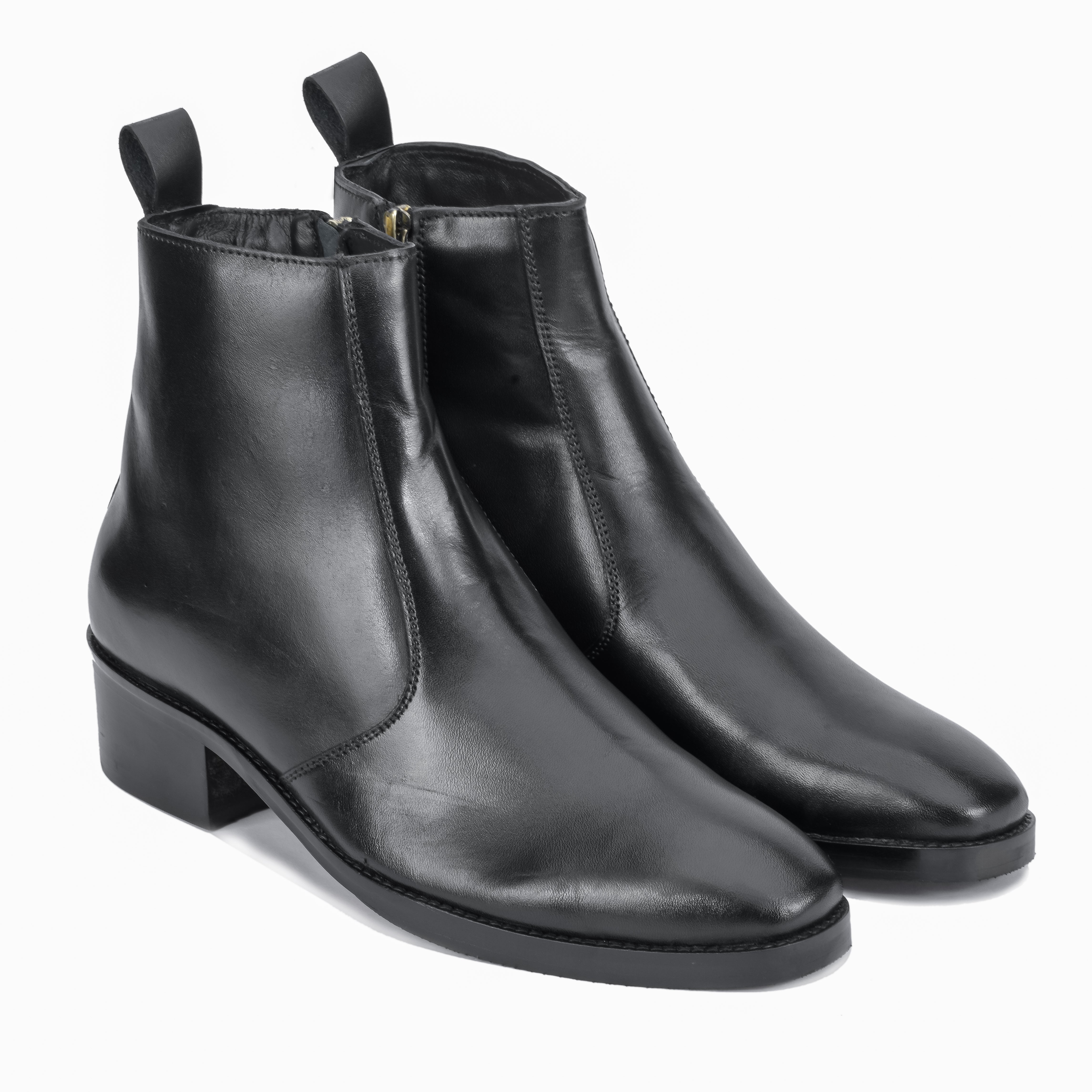 T-Shape Wooden Sole Cuban Chelsea - Black