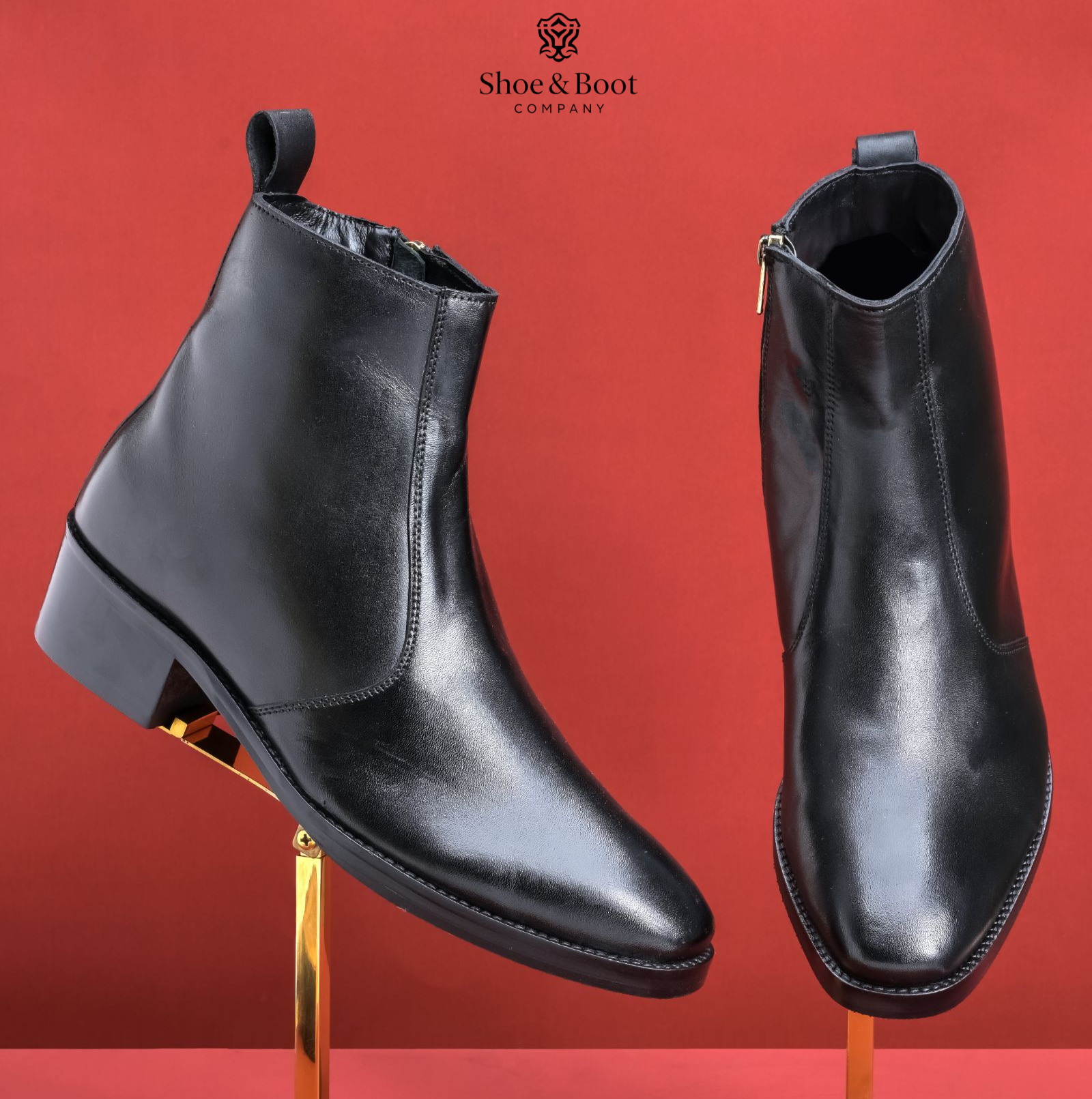 T-Shape Wooden Sole Cuban Chelsea - Black