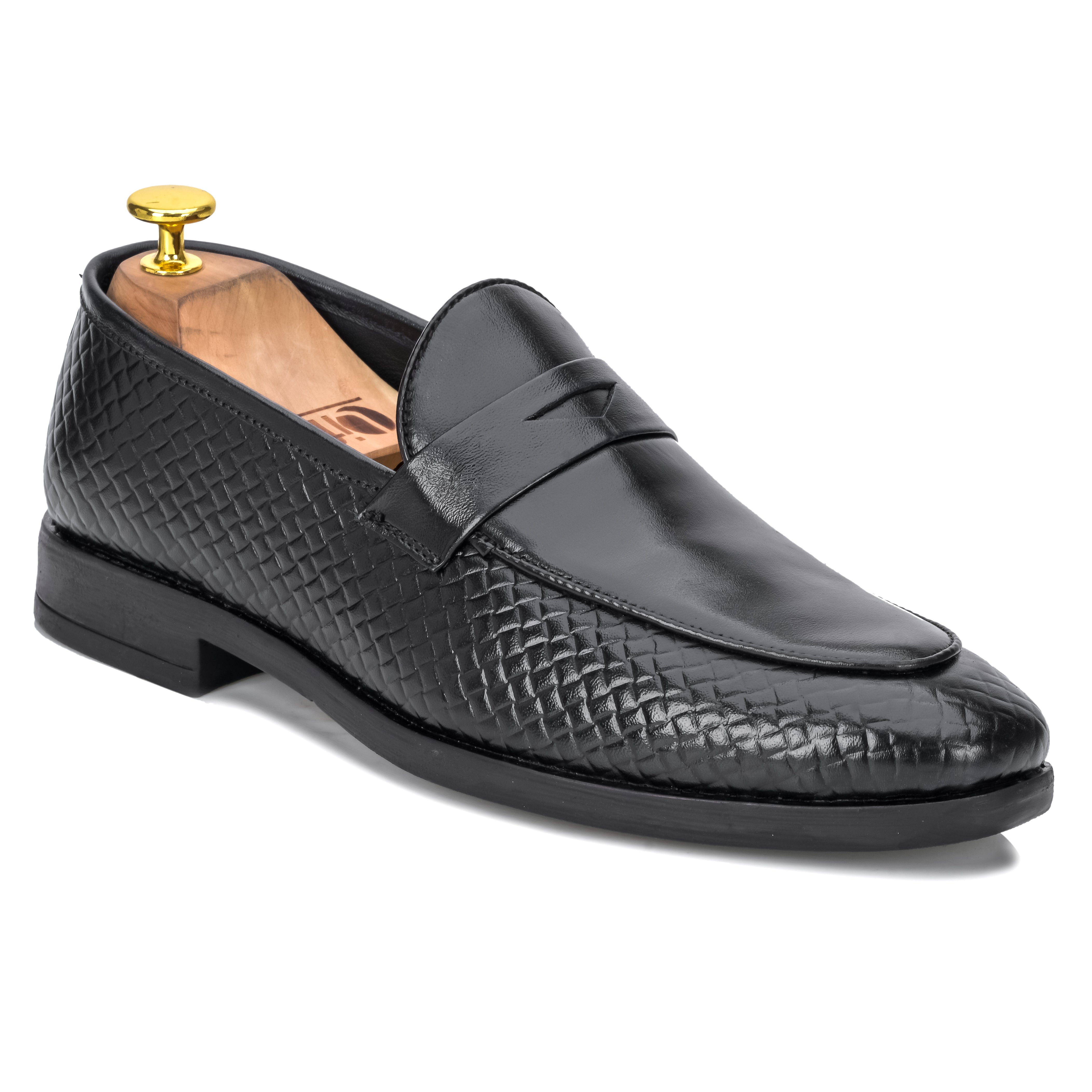 Textured Classic Loafer – Black