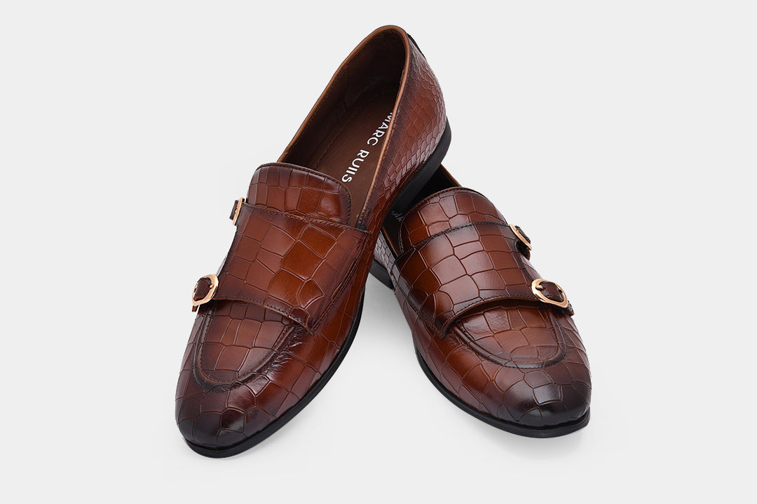 MADRID - CHESTNUT BROWN MONK STARP SHOES