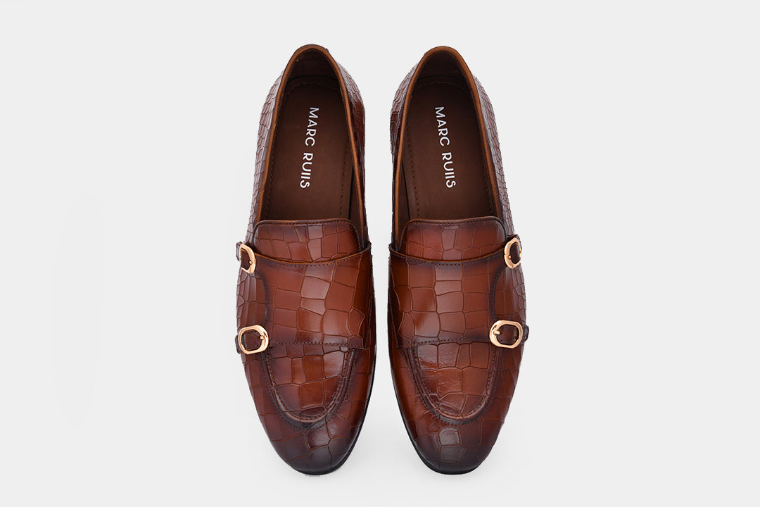 MADRID - CHESTNUT BROWN MONK STARP SHOES