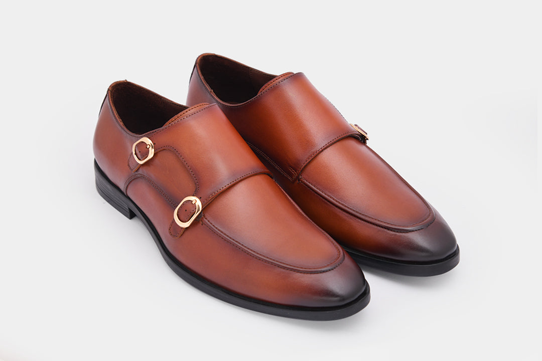 BERLIN - TAN MONK STRAP SHOES