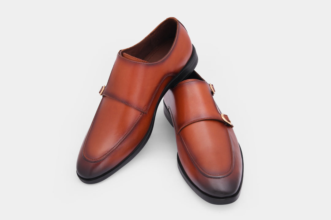BERLIN - TAN MONK STRAP SHOES