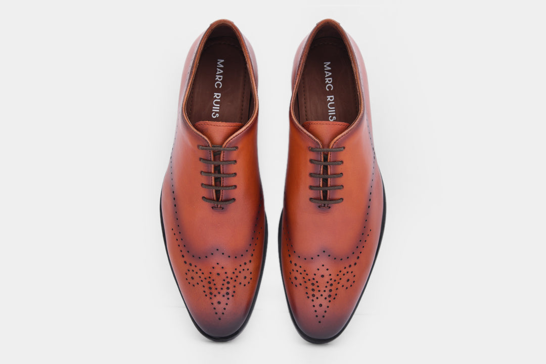 VICTORIA - TAN LACE UPS SHOES