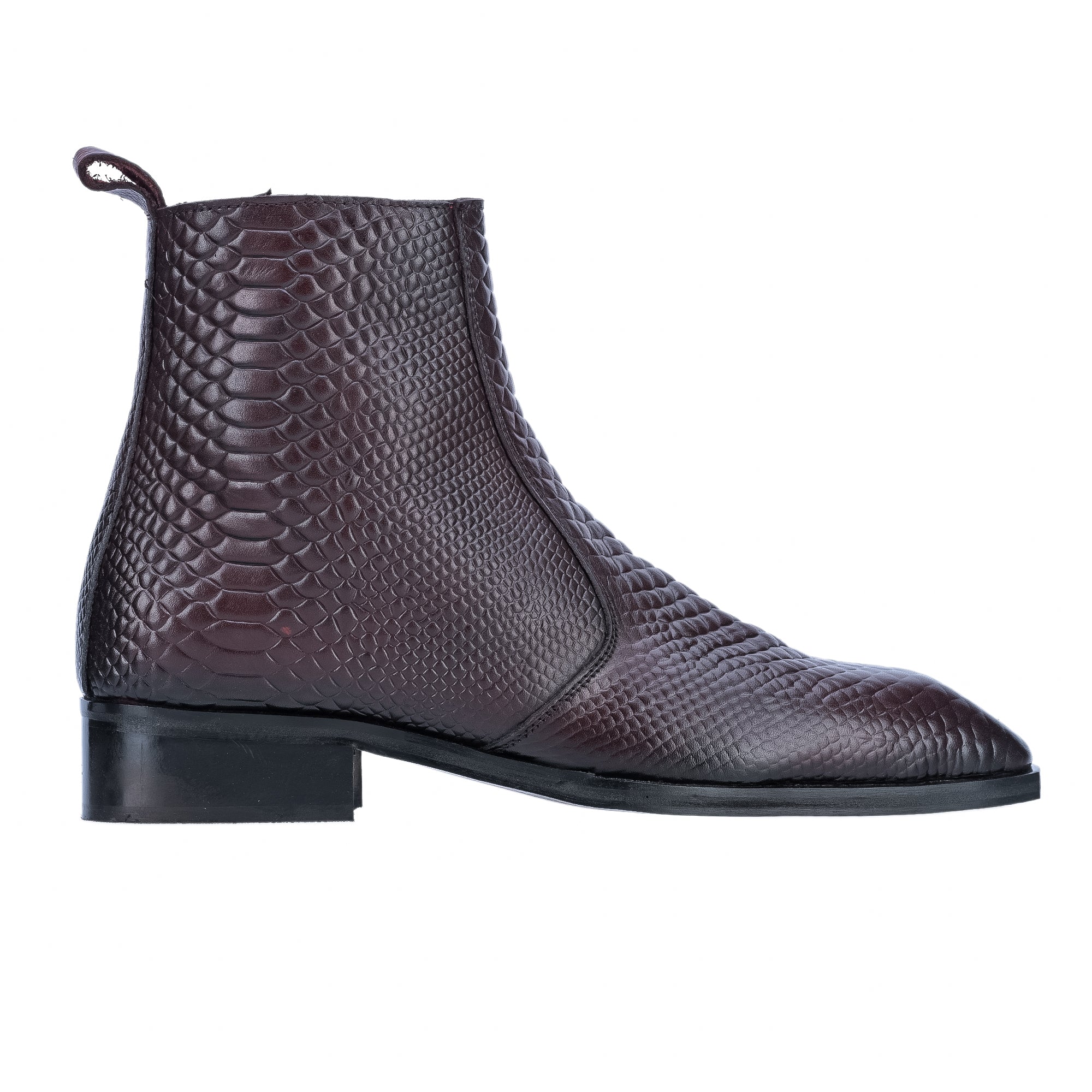 Croco square-Toe Cuban Chelsea - Cherry