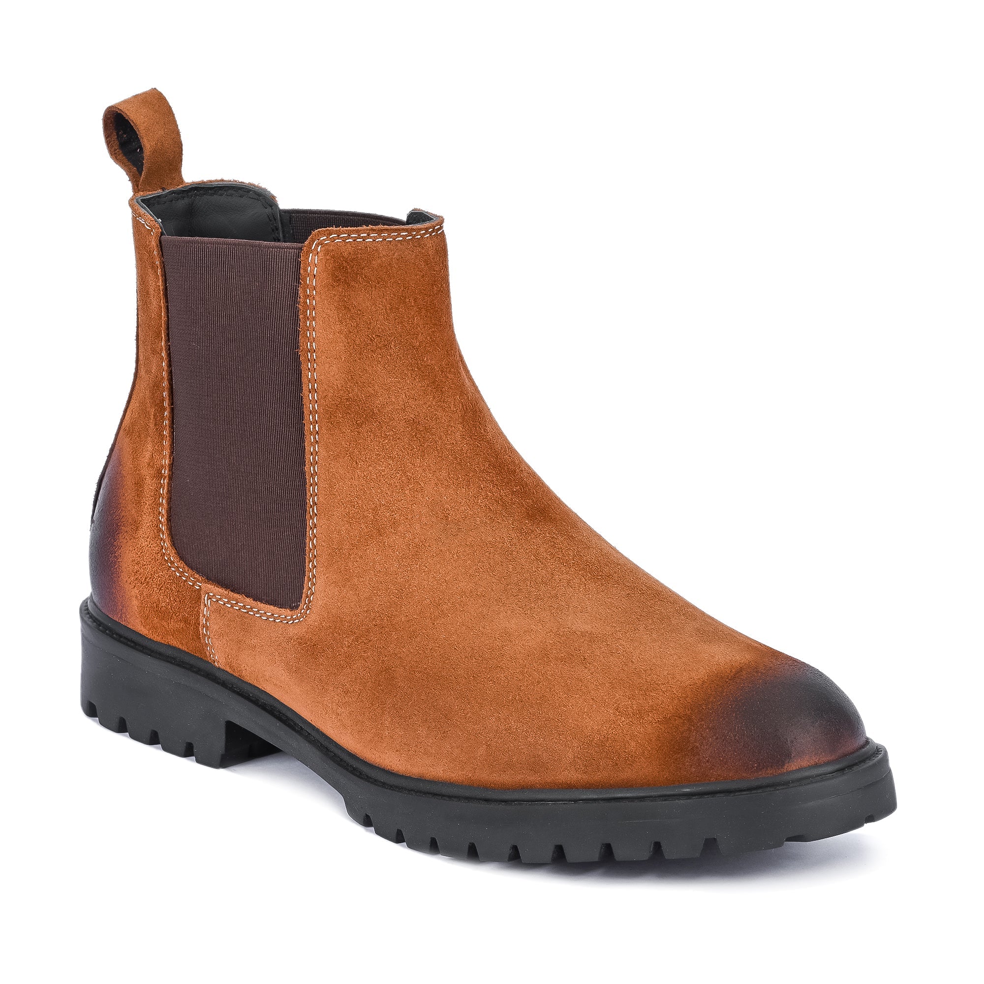 Round Suede Leather Chelsea - Camel