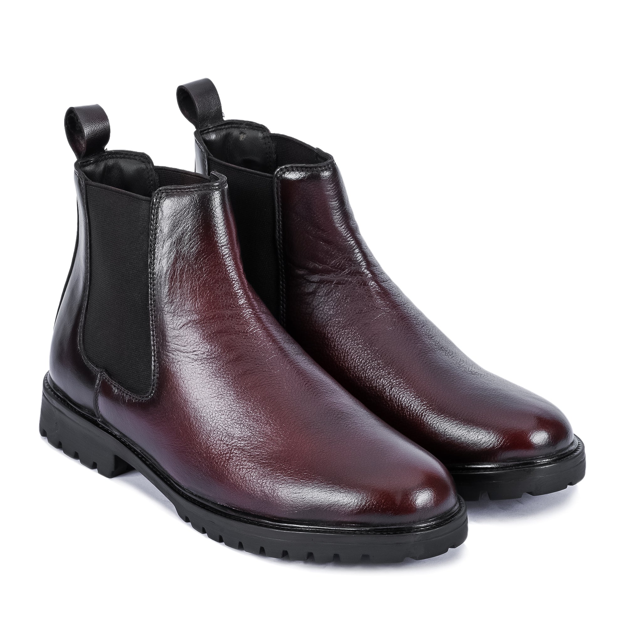 Round Milled Leather Chelsea-Brown