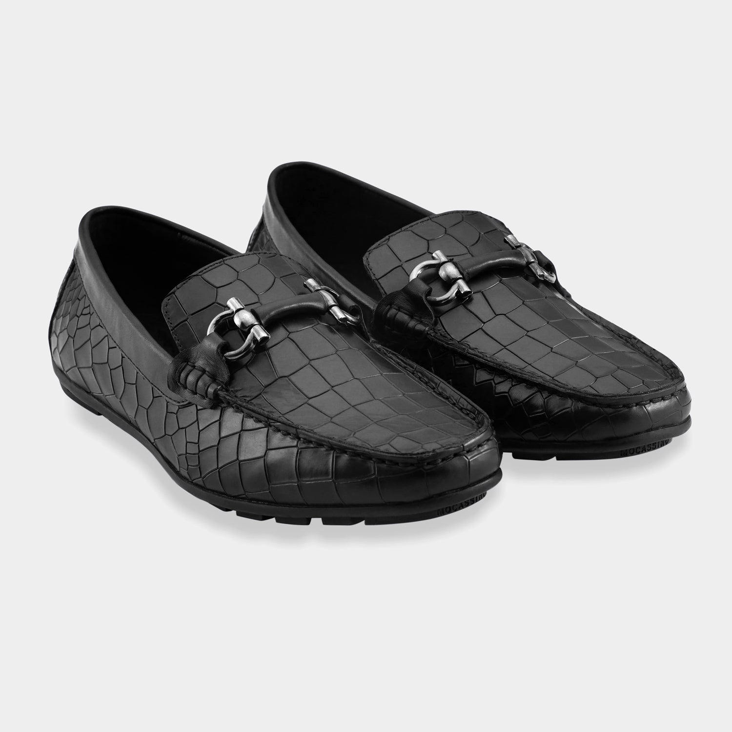 PRAGUE - BLACK FULL CROCO DRIVING LOAFERS