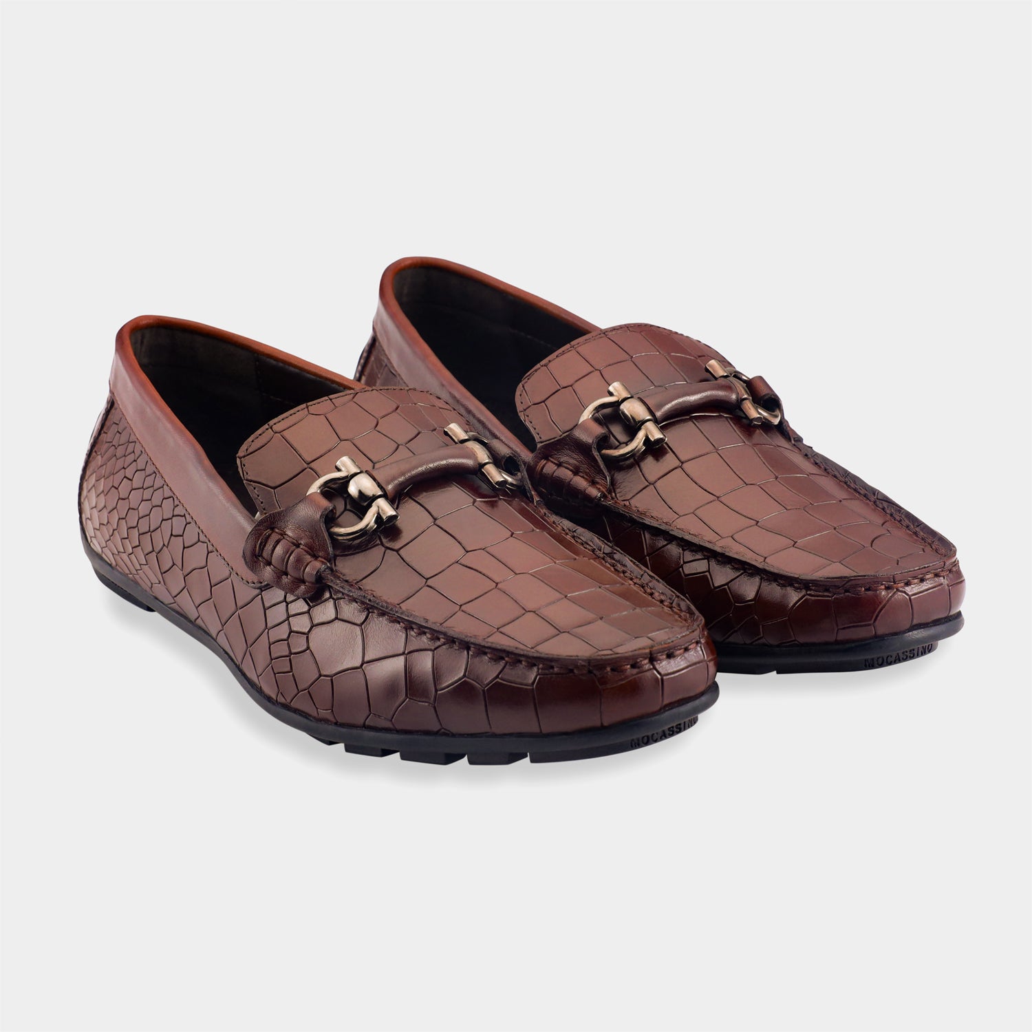 PRAGUE - BROWN FULL CROCO DRIVING LOAFERS