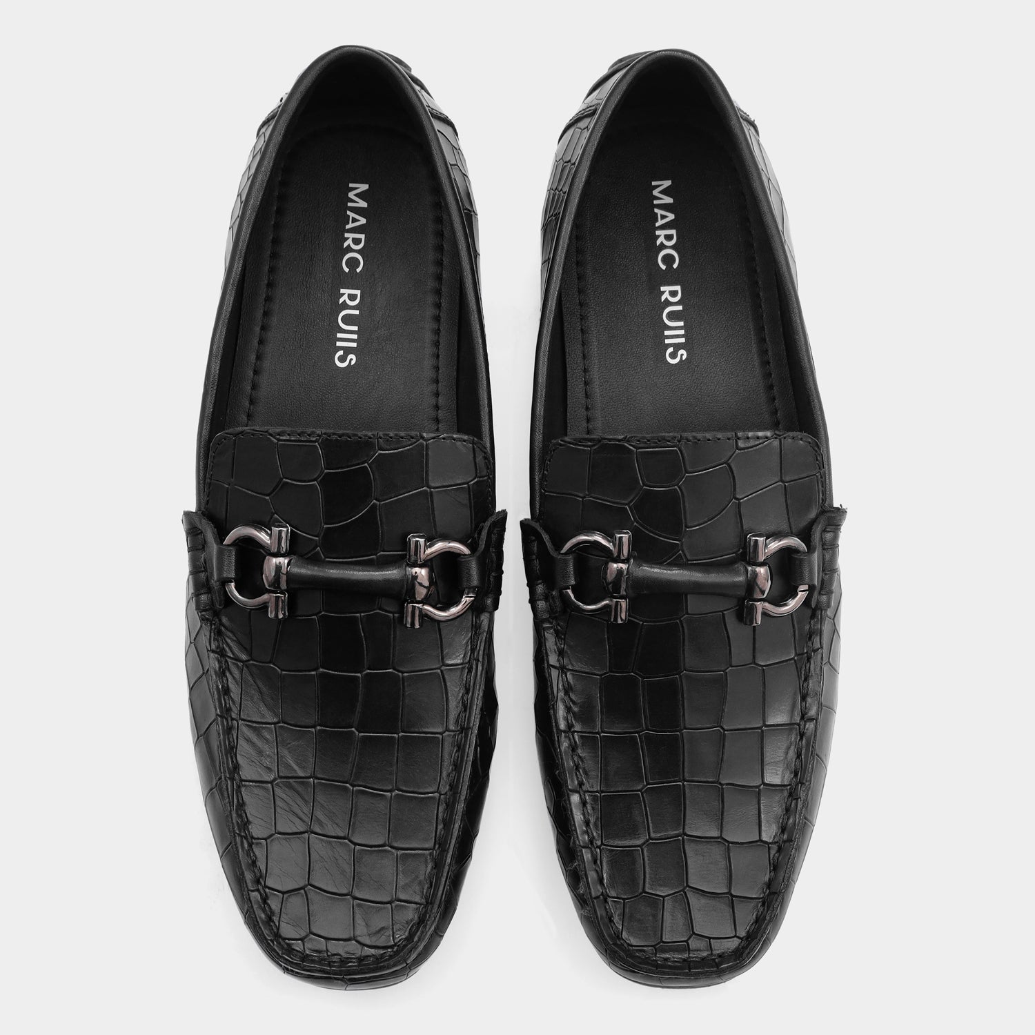 PRAGUE - BLACK FULL CROCO DRIVING LOAFERS