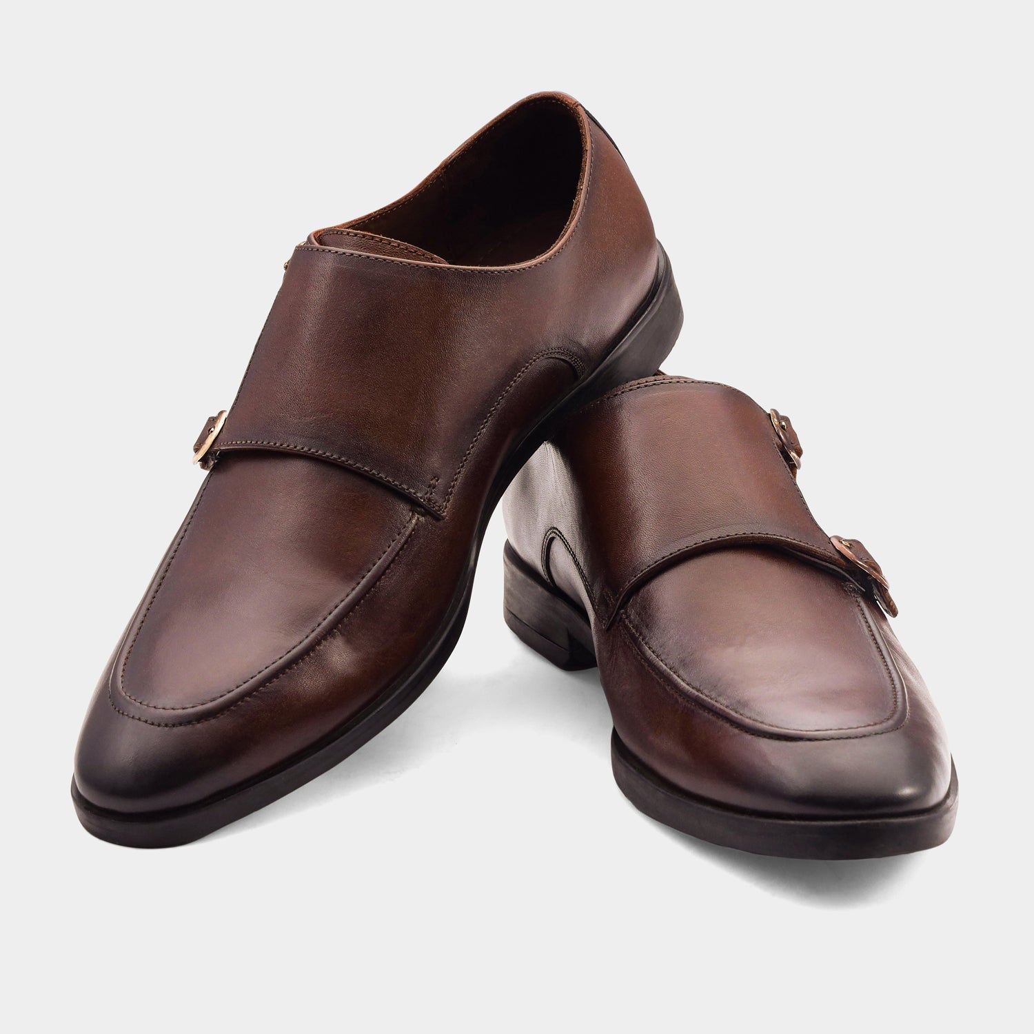 PALERMO - BROWN MONK STRAP SHOES