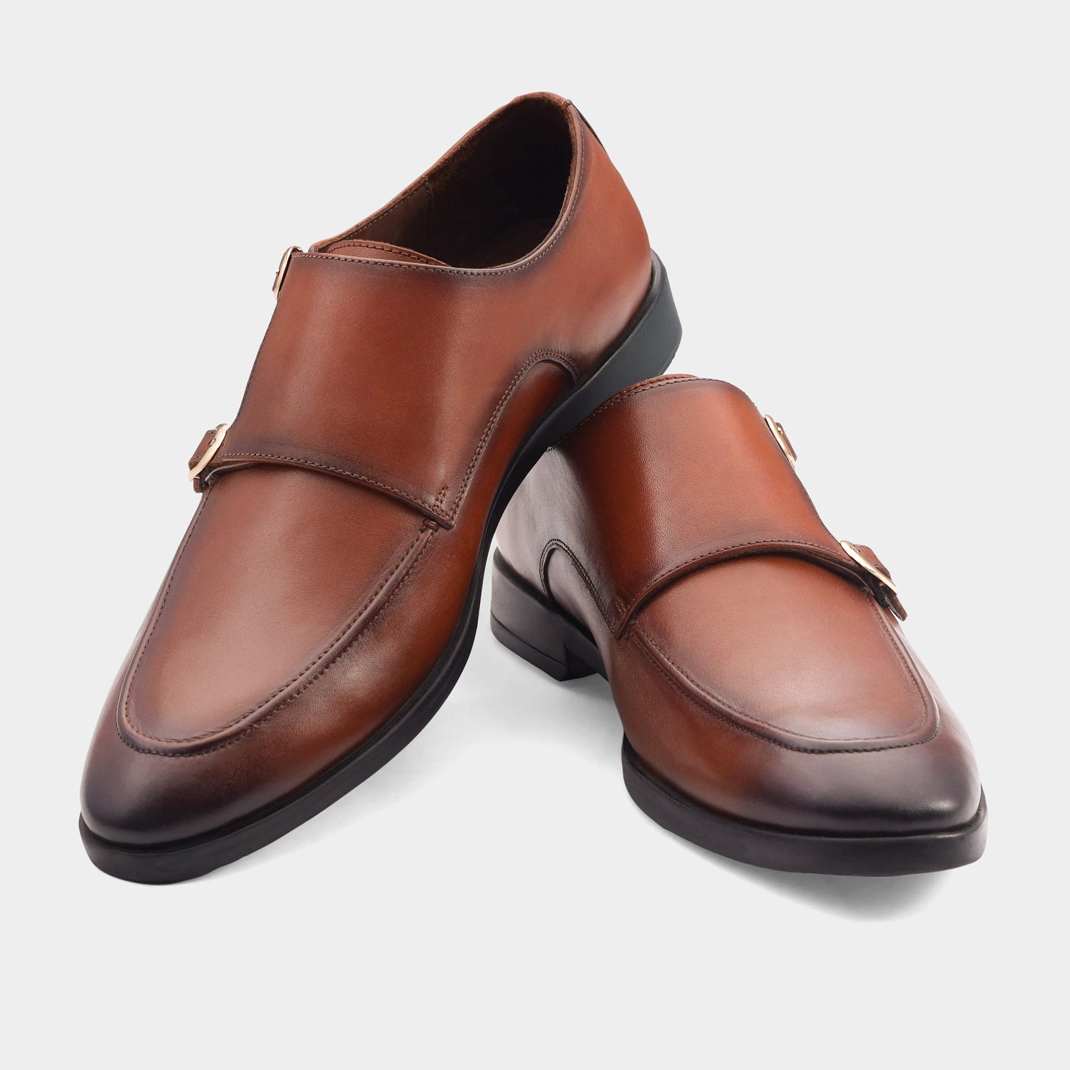 PALERMO - TAN MONK STRAP SHOES