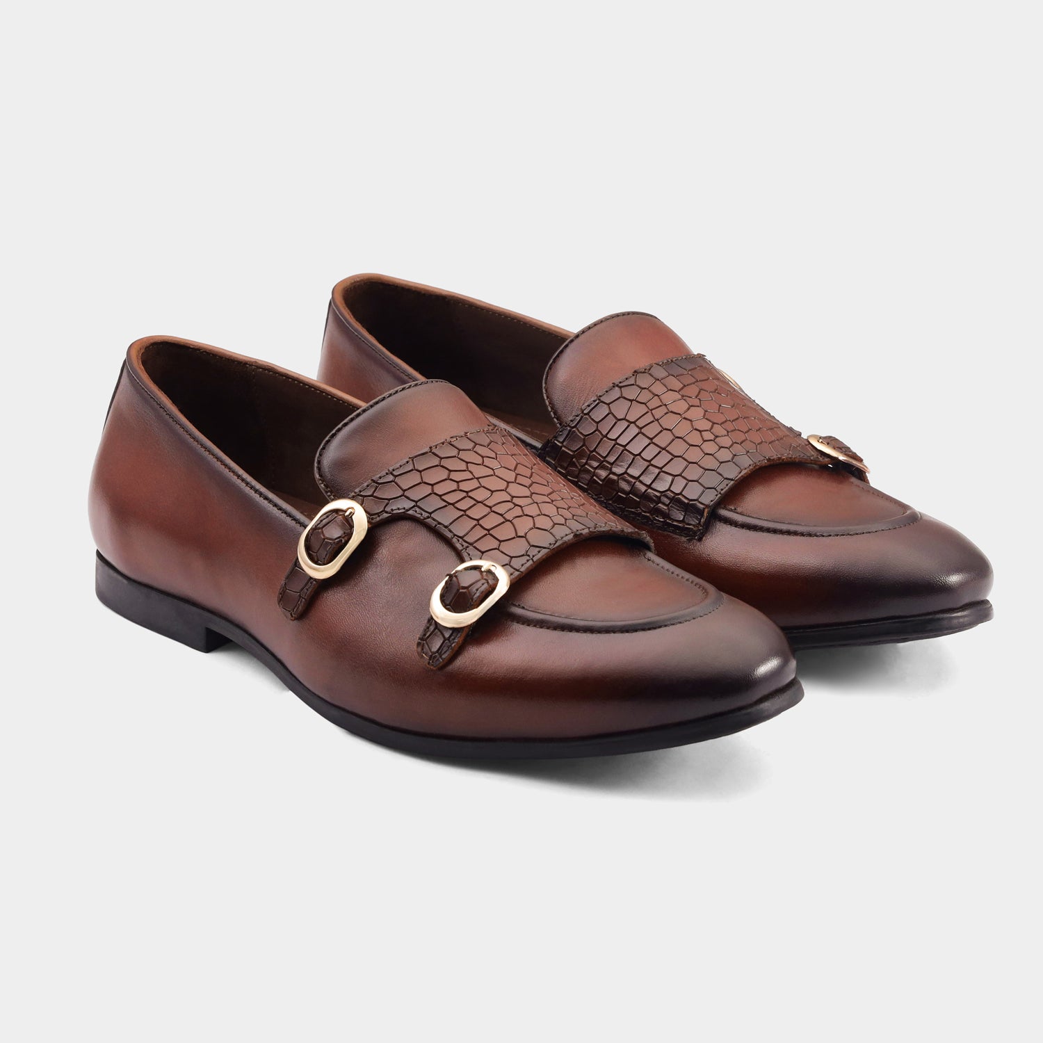 MANILA - BROWN MONK STRAP SHOES