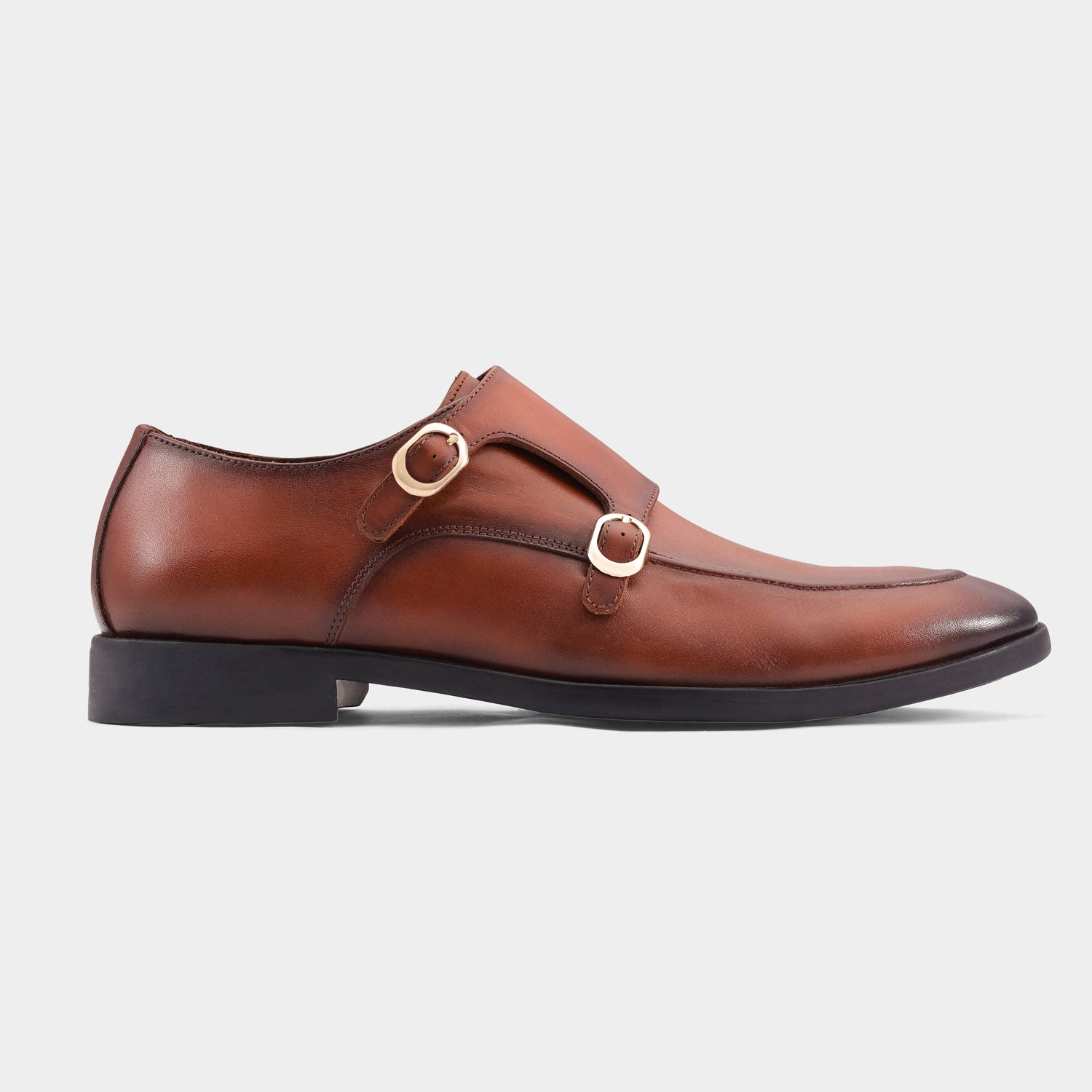 PALERMO - TAN MONK STRAP SHOES