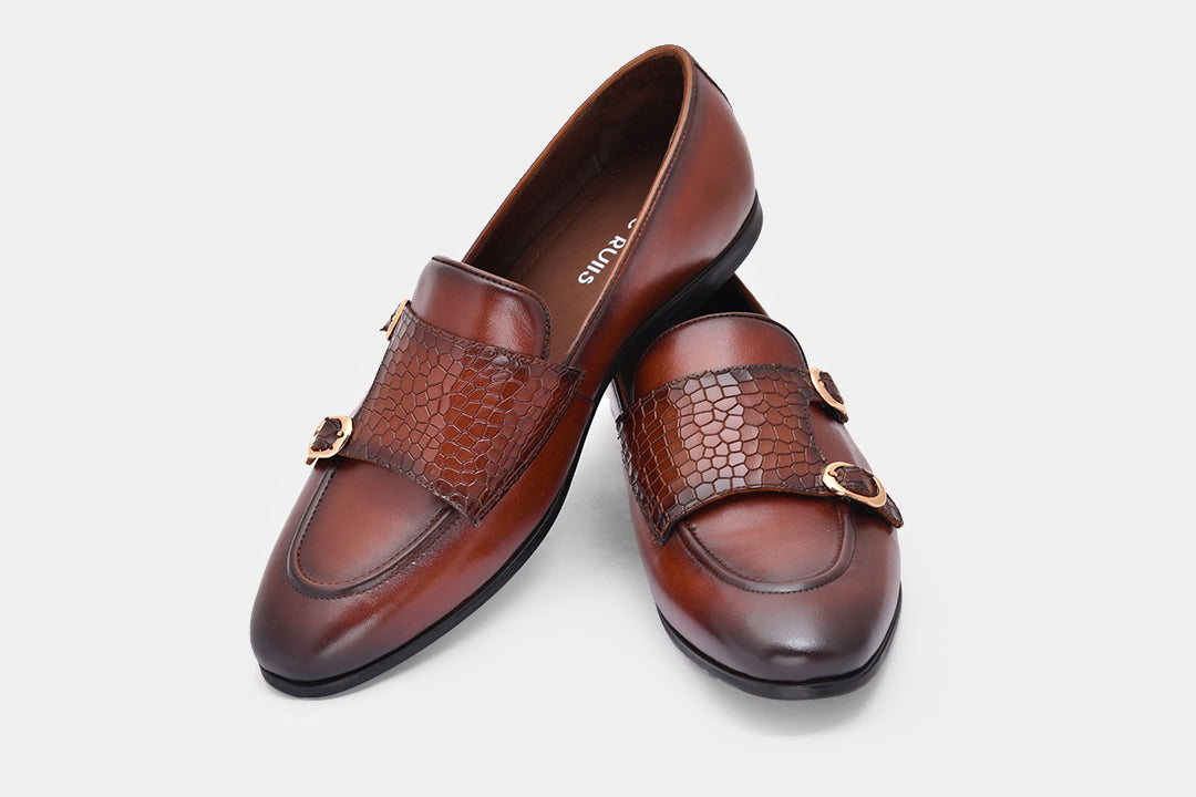 MANILA - CHESTNUT BROWN MONK STARP SHOES