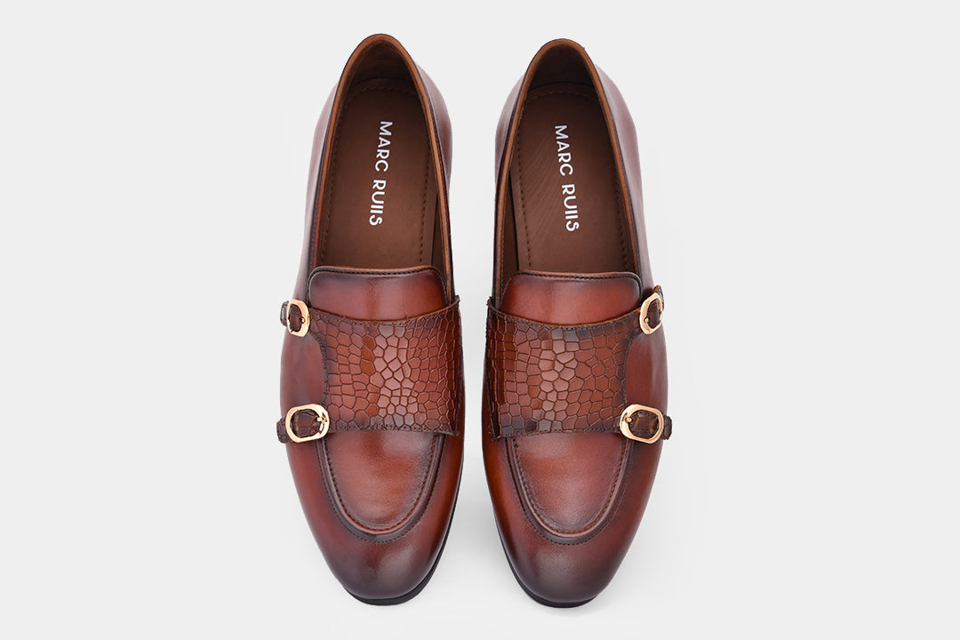 MANILA - CHESTNUT BROWN MONK STARP SHOES